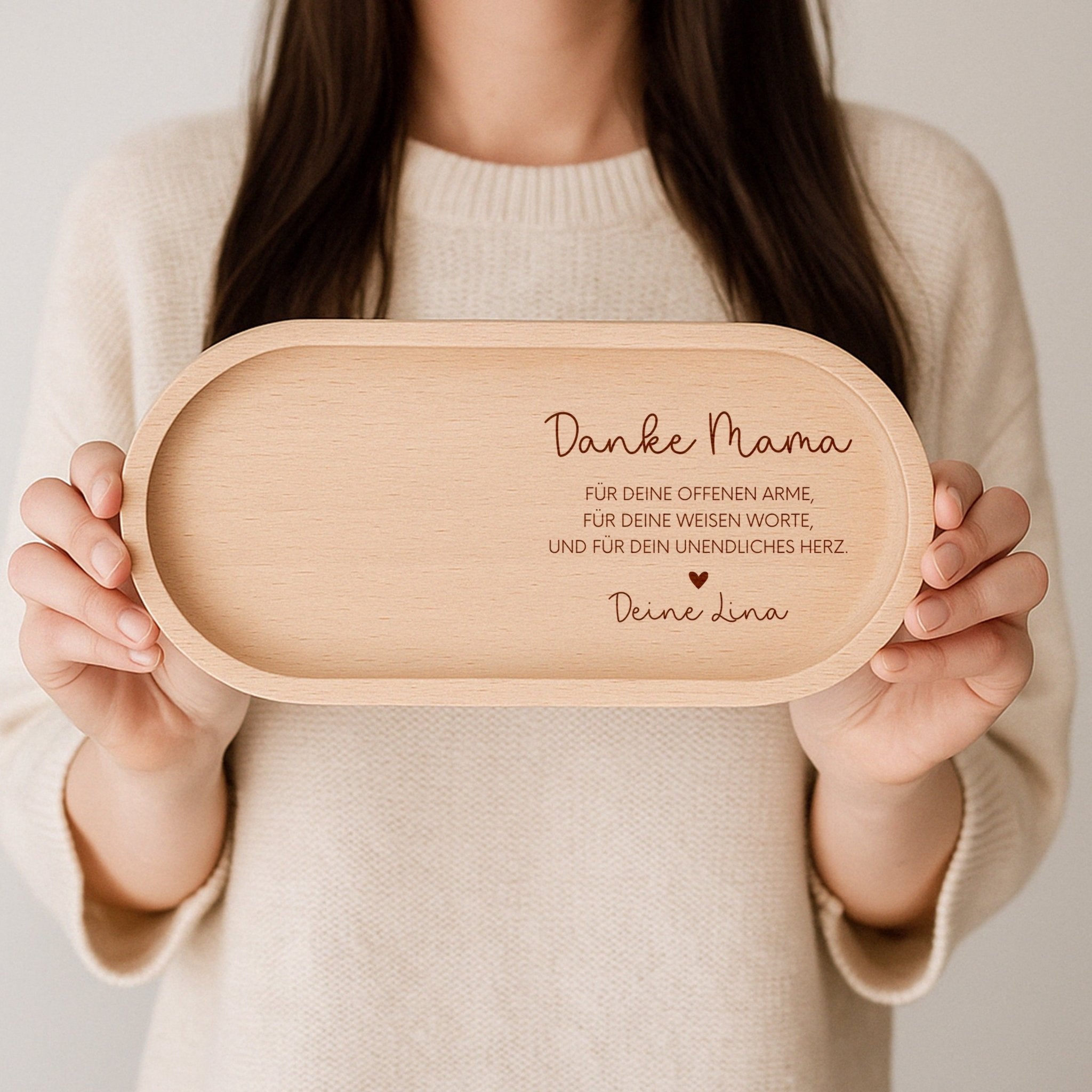 Deko Serviertablett aus Holz - Danke Mama - wunderwunsch