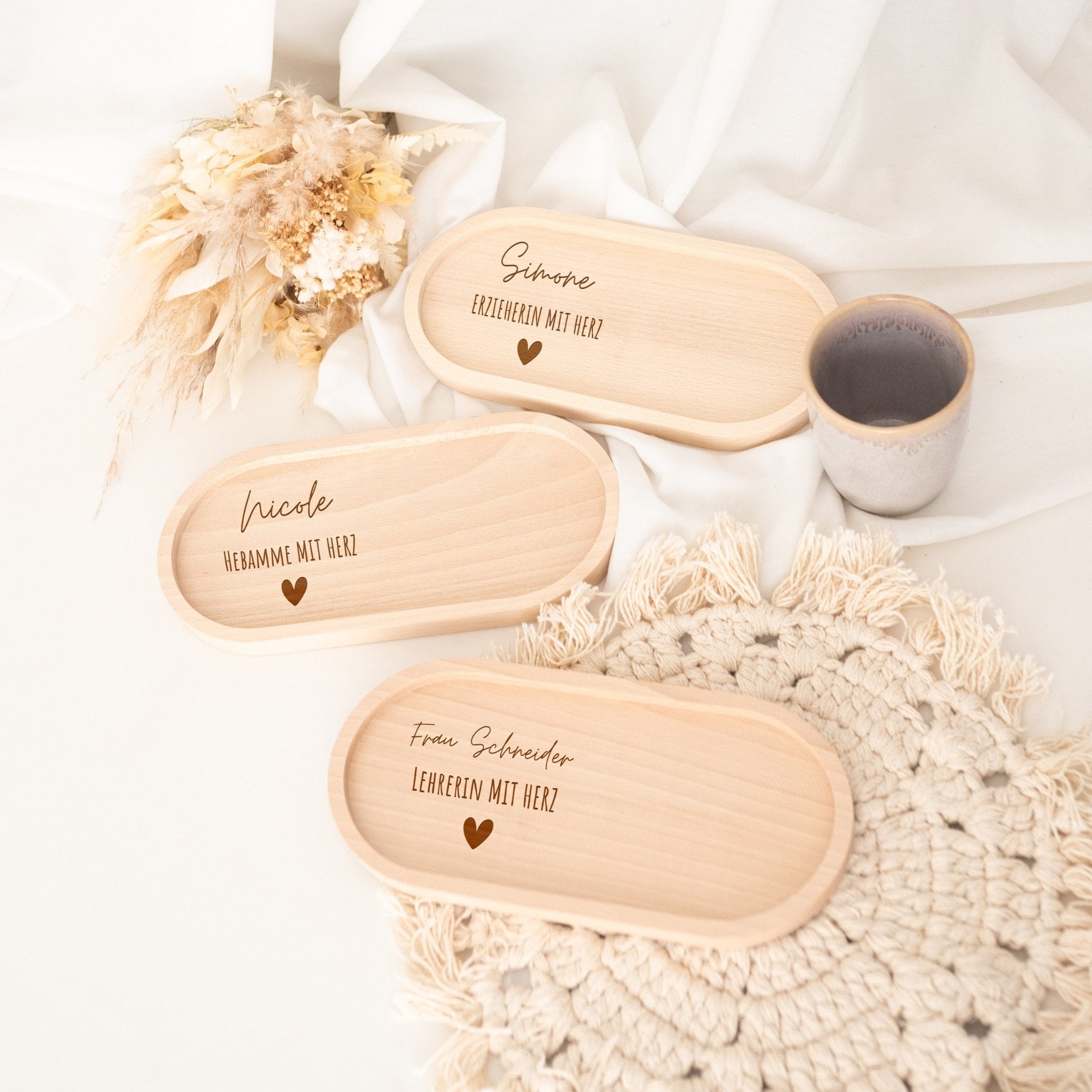 Deko Serviertablett aus Holz - Erzieherin/Lehrerin/Hebamme - wunderwunsch