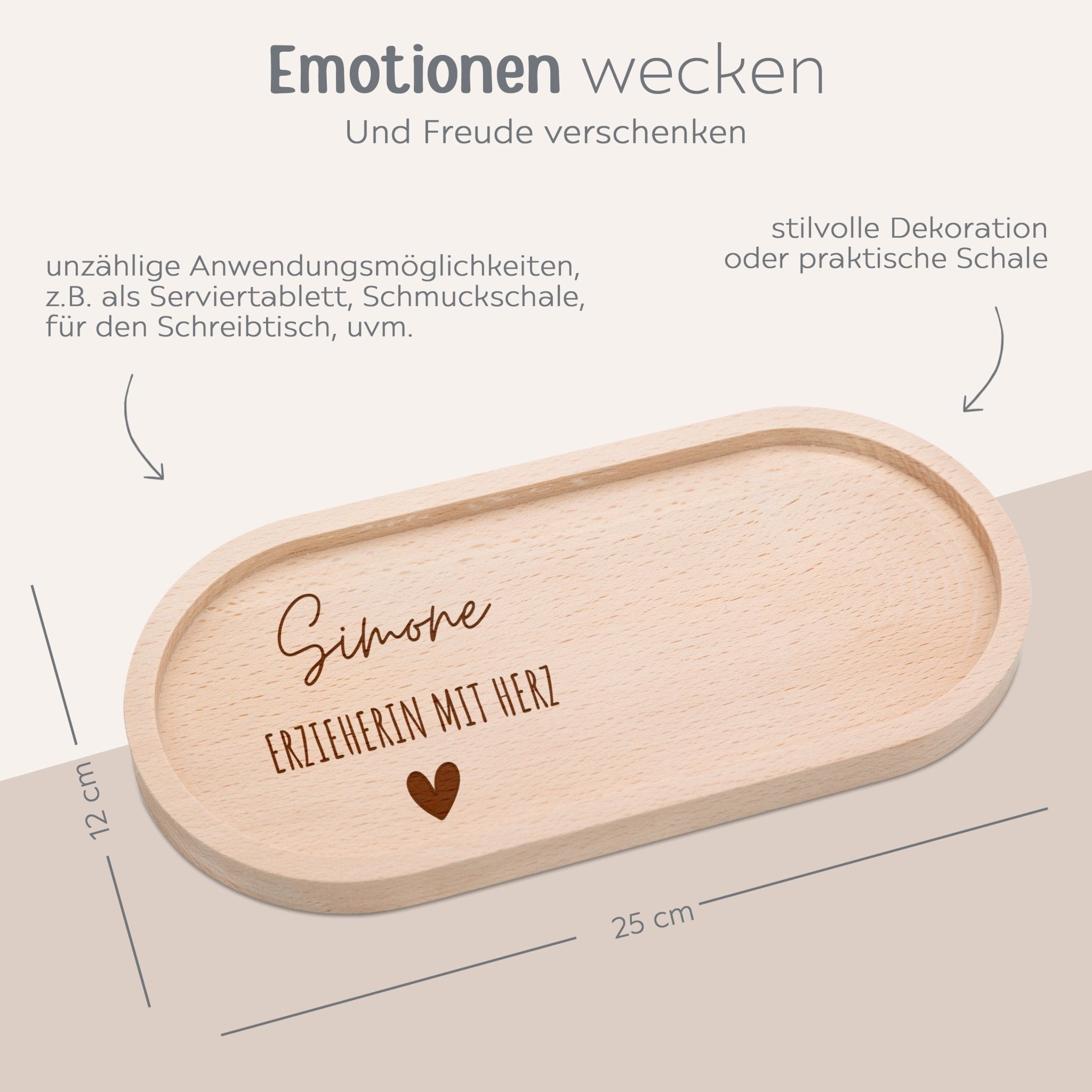 Deko Serviertablett aus Holz - Erzieherin/Lehrerin/Hebamme - wunderwunsch