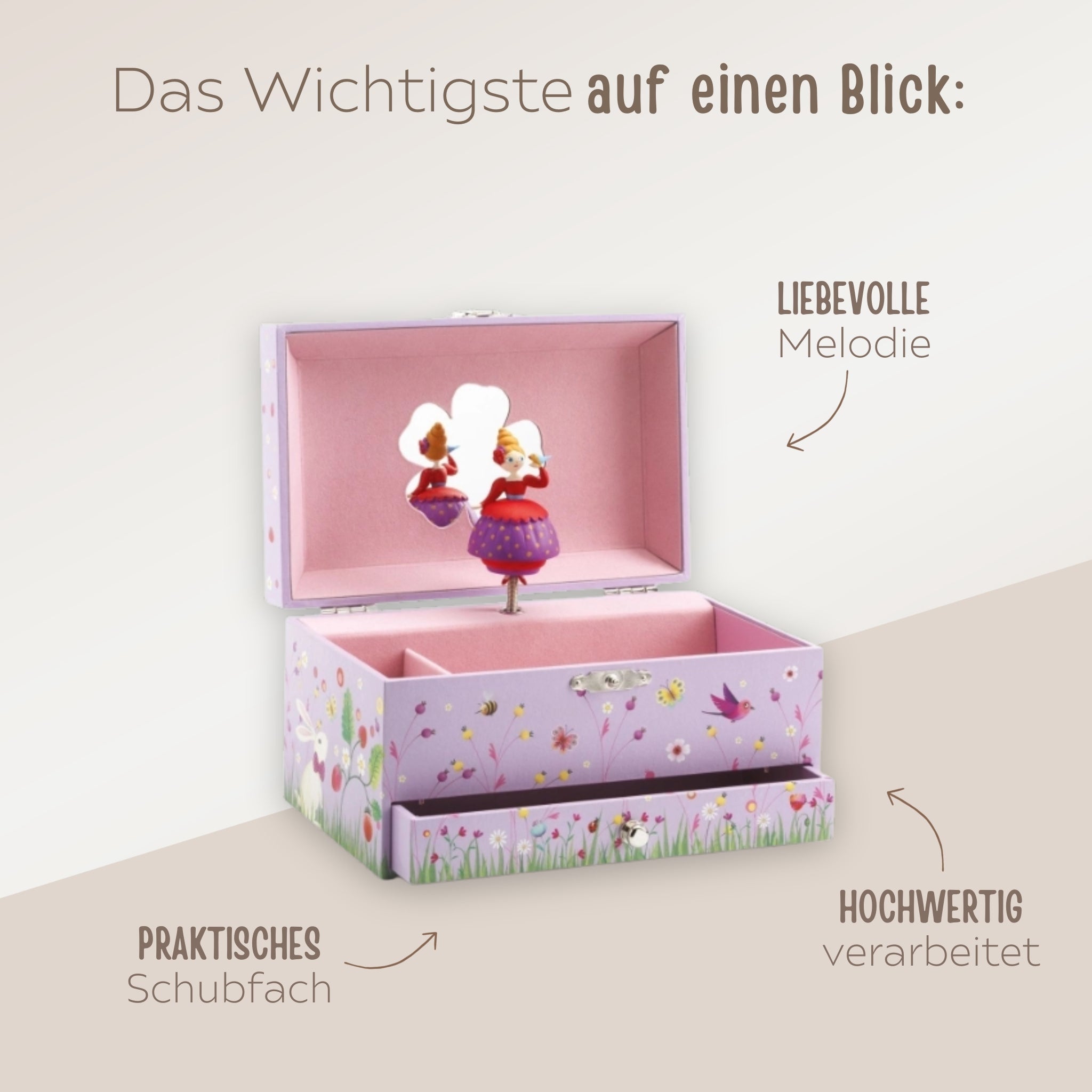 DJECO Schmuckkästen mit Spieluhr - Prinzessin/Reh - wunderwunsch