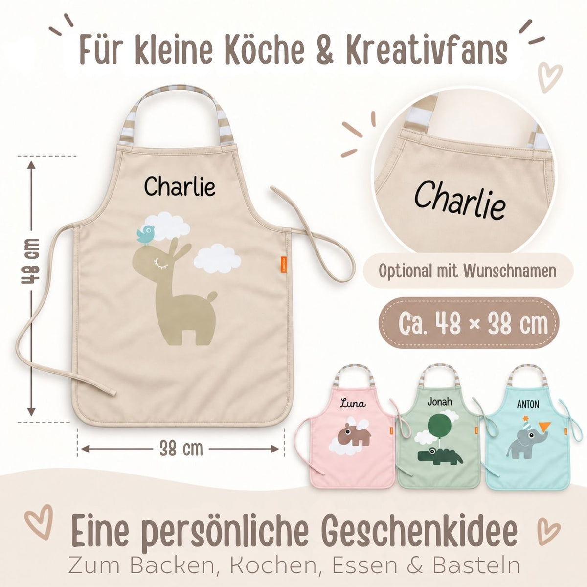 DONEBYDEER wasserdichte Kinderschürze personalisiert - wunderwunsch