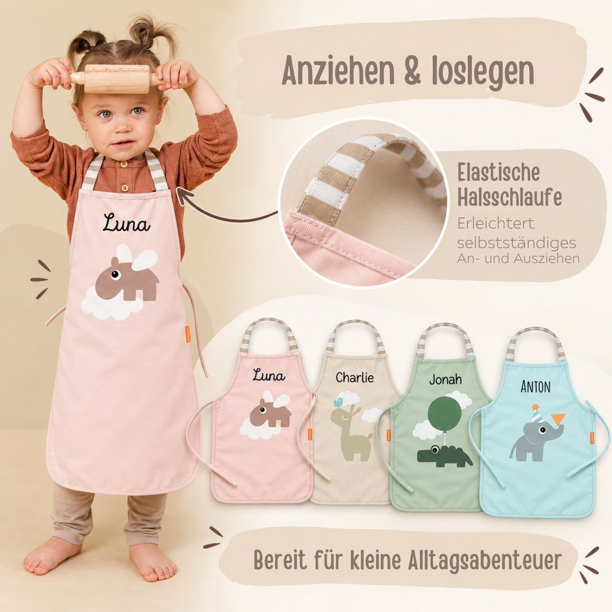 DONEBYDEER wasserdichte Kinderschürze personalisiert - wunderwunsch