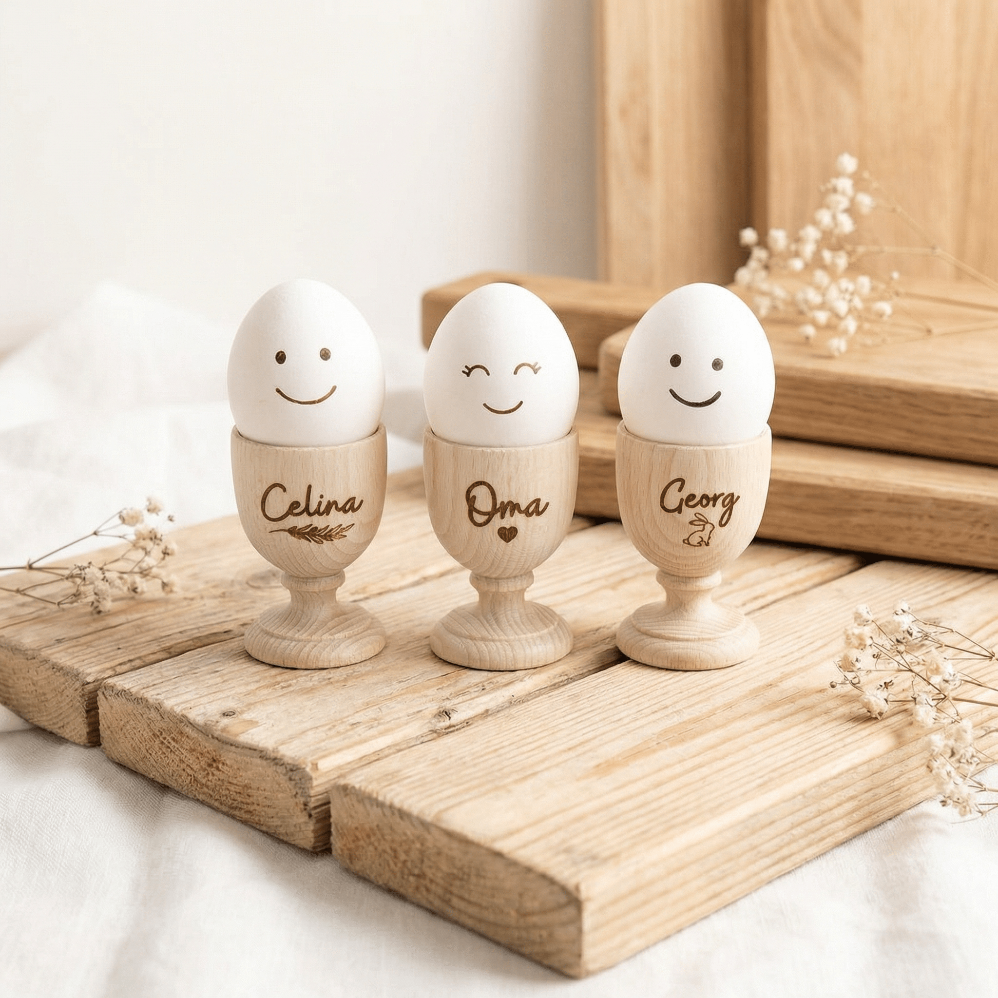 Eierbecher aus Ahornholz personalisiert - wunderwunsch