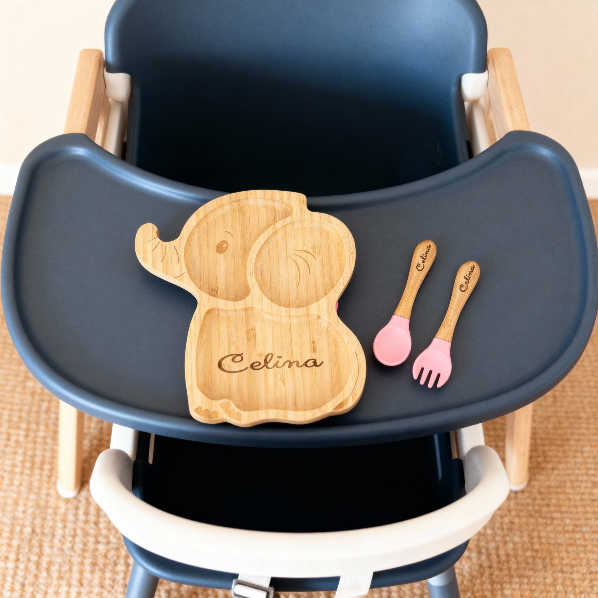 Elefant Bambusteller mit Saugnapf - wunderwunsch