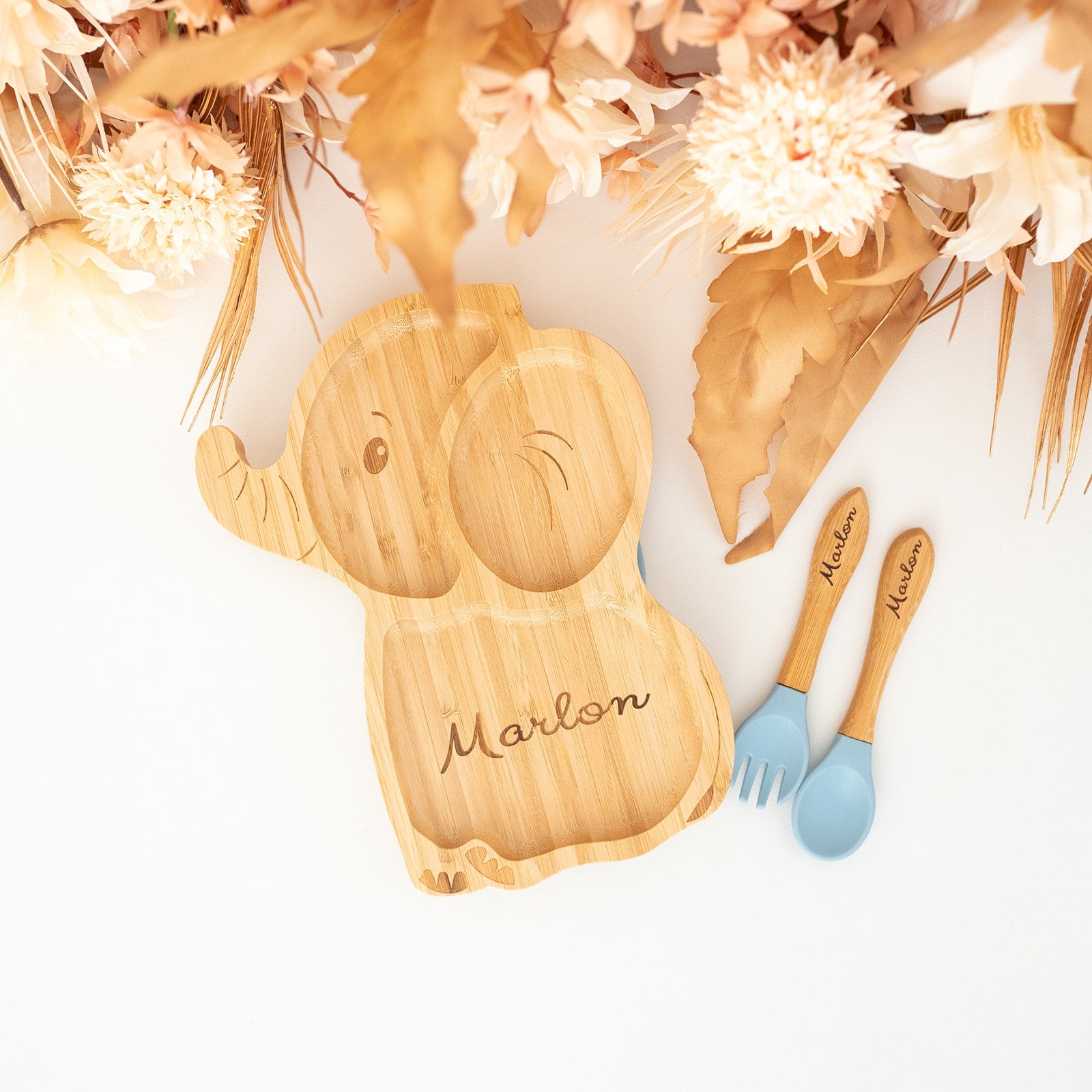 Elefant Bambusteller mit Saugnapf - wunderwunsch