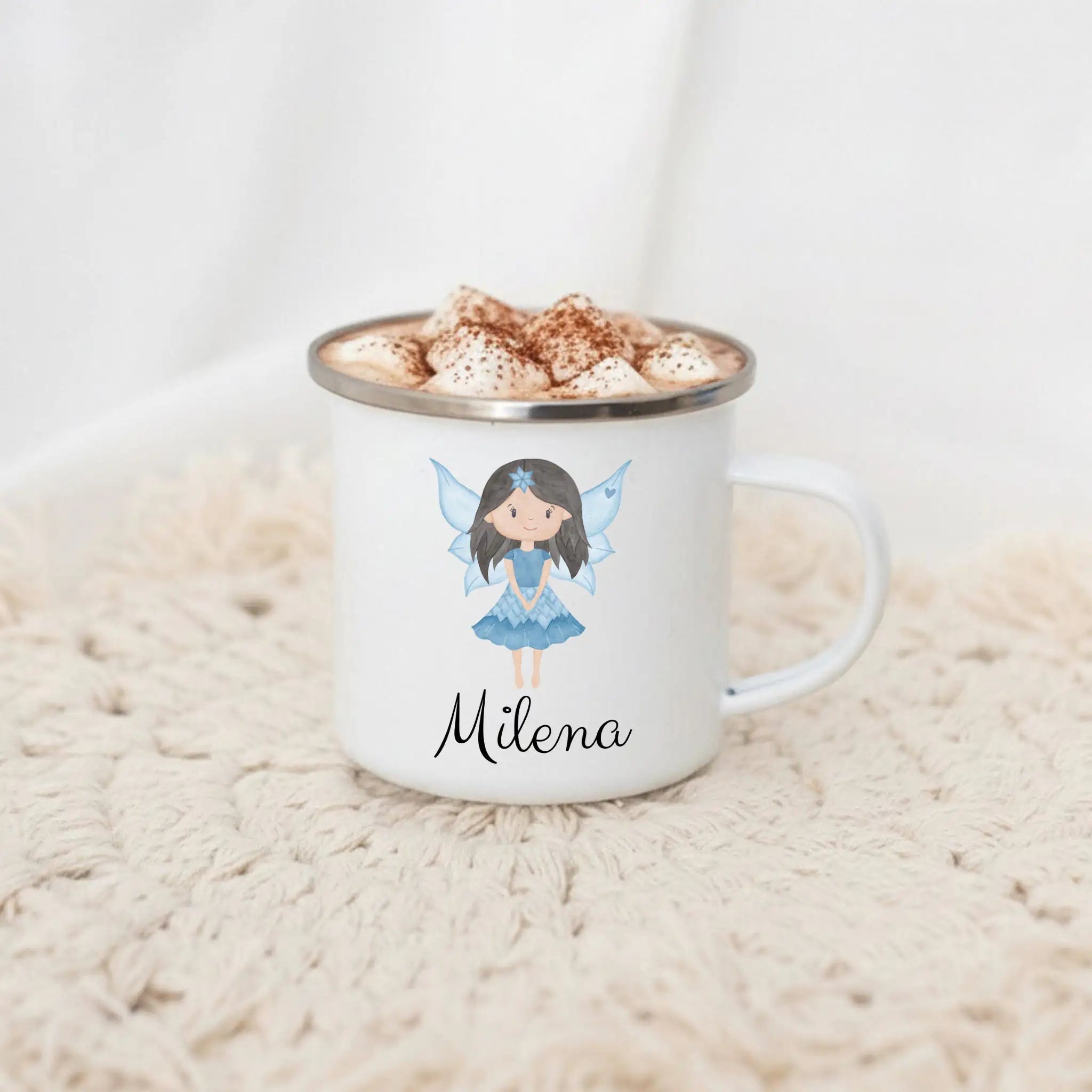 Emaille Kindertasse personalisiert - Fee Aquarell - wunderwunsch