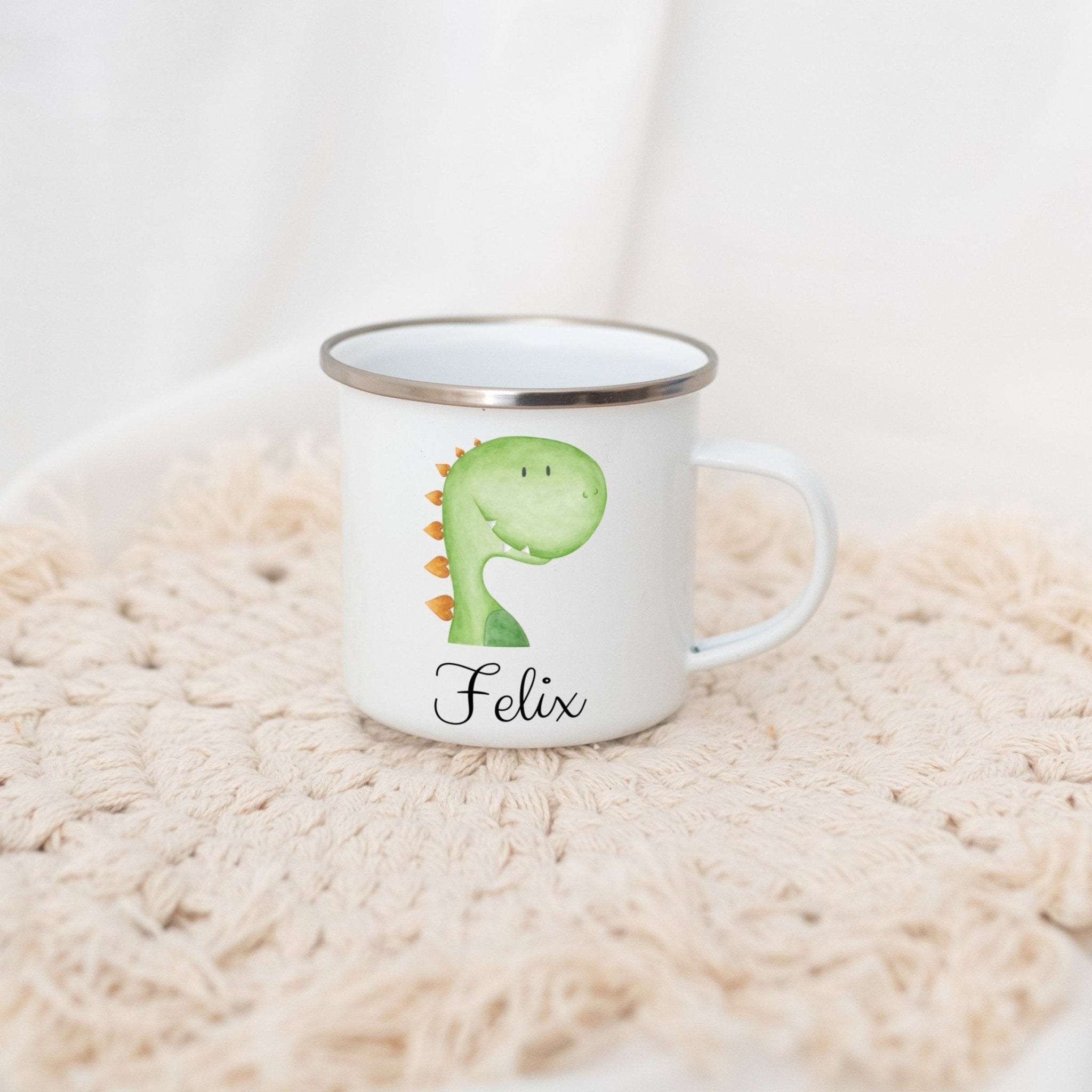 Emaille Kindertasse personalisiert - Tier Aquarell - wunderwunsch