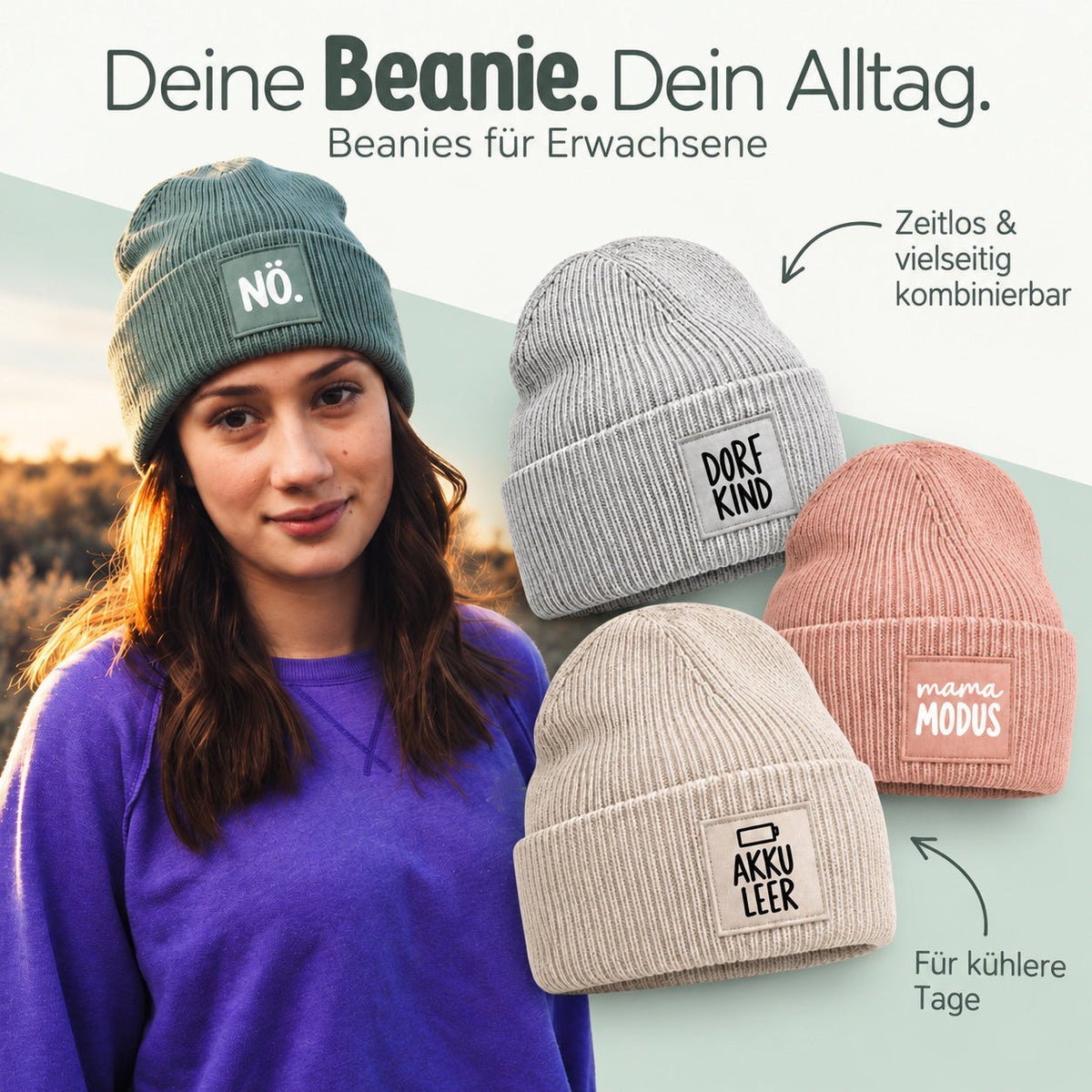 Erwachsene Beanie Mütze mit Spruch - wunderwunsch