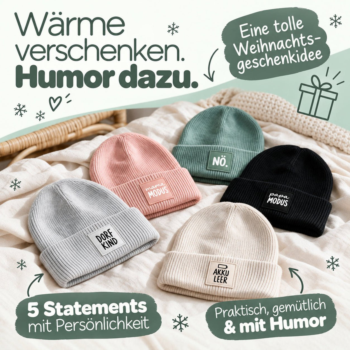 Erwachsene Beanie Mütze mit Spruch - wunderwunsch