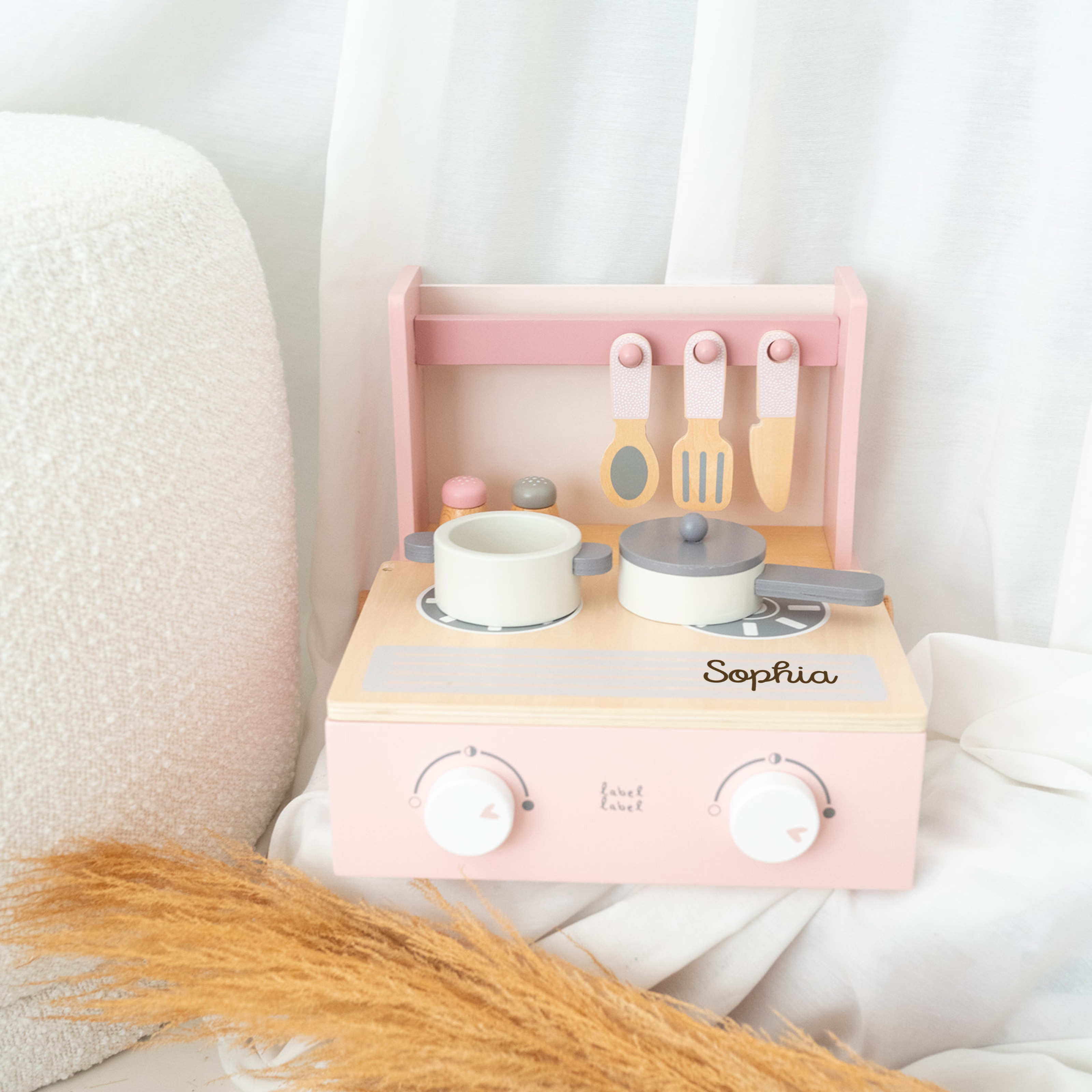 Kinderküche klappbar personalisiert - rosa und mint