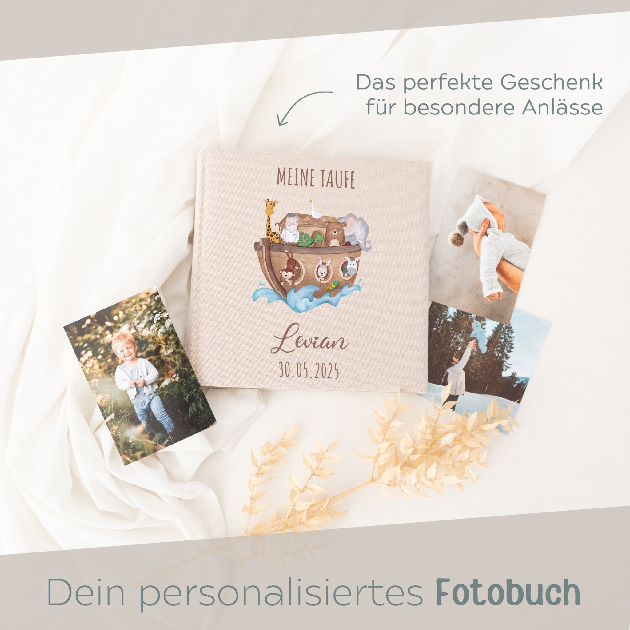 Fotoalbum mit Leineneinband - Meine Taufe - wunderwunsch