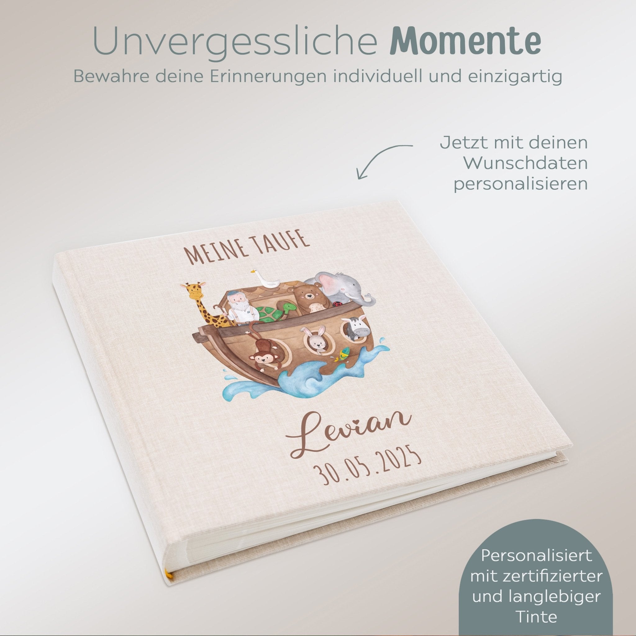 Fotoalbum mit Leineneinband - Meine Taufe - wunderwunsch