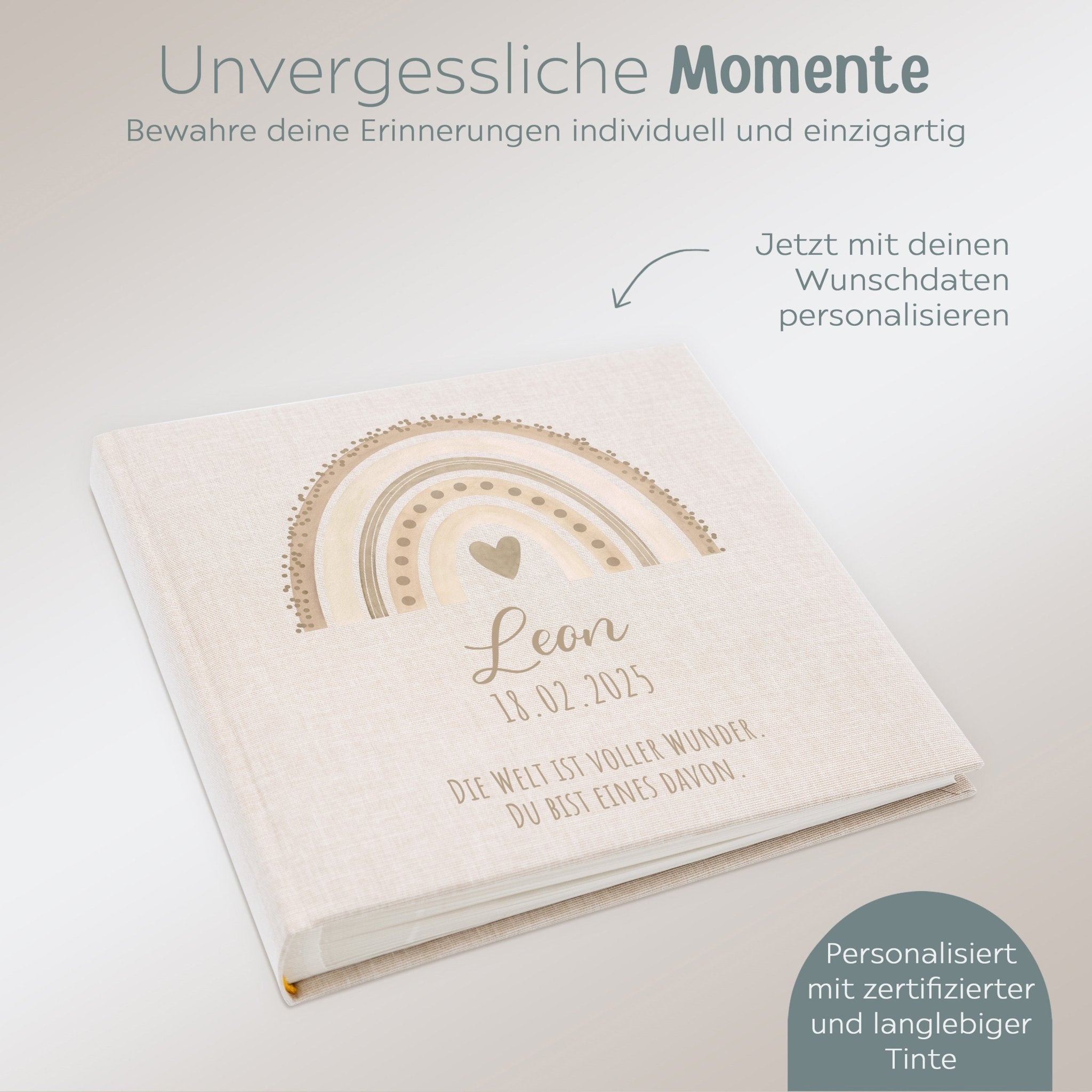 Fotoalbum mit Leineneinband - Regenbogen Punkte Aquarell - wunderwunsch