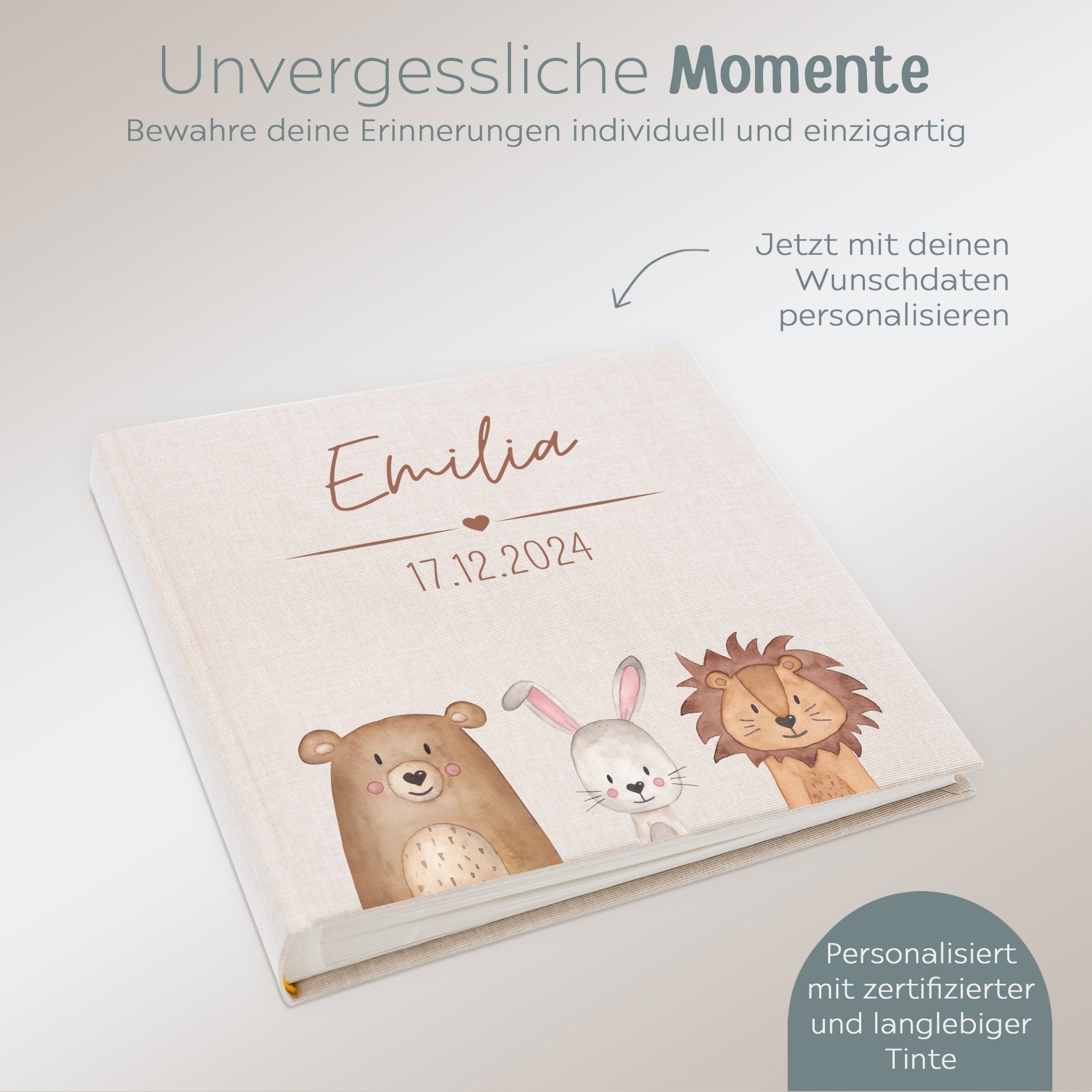 Fotoalbum mit Leineneinband - Tiere Aquarell - wunderwunsch