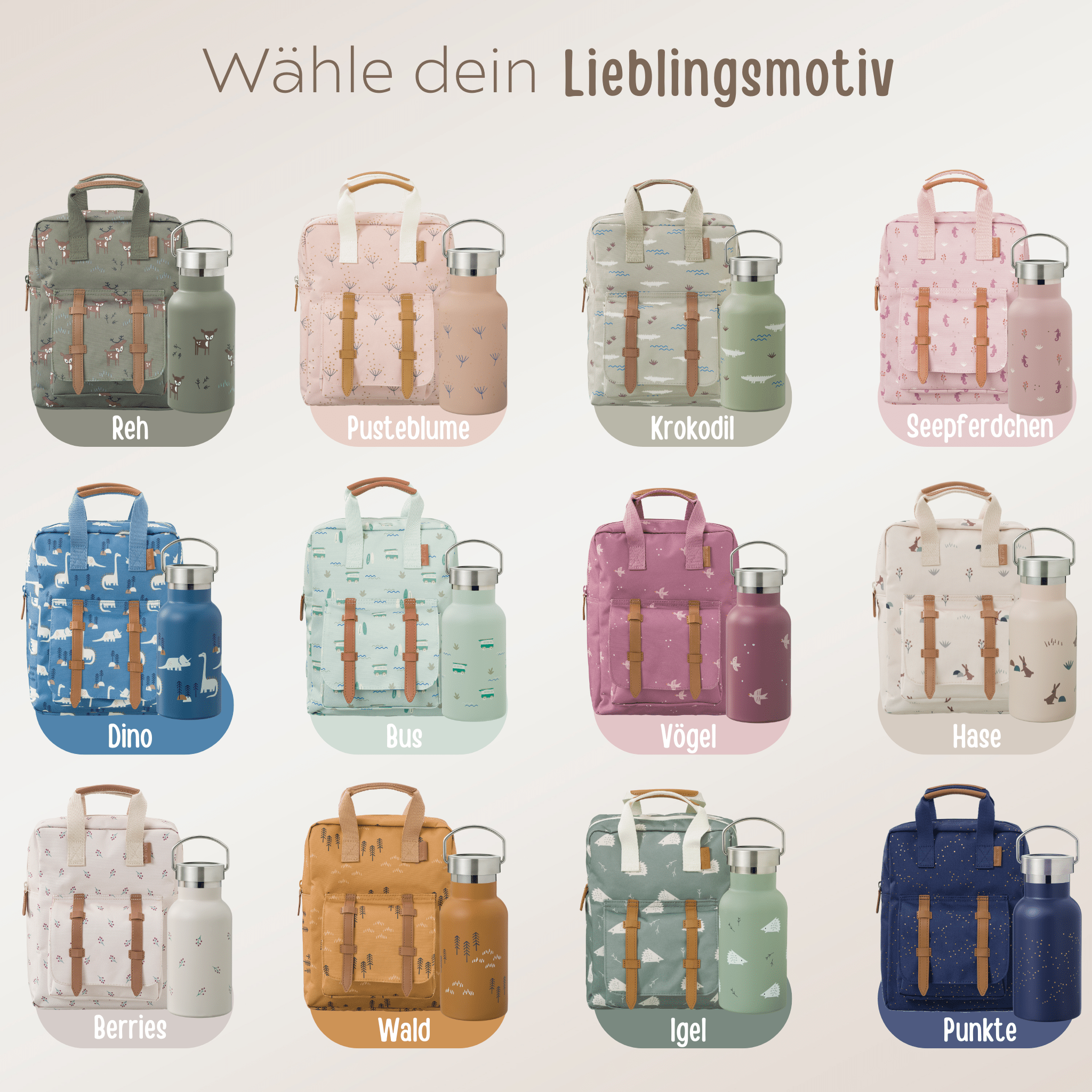 FRESK Kindergartenrucksack und Trinkflasche personalisiert - wunderwunsch