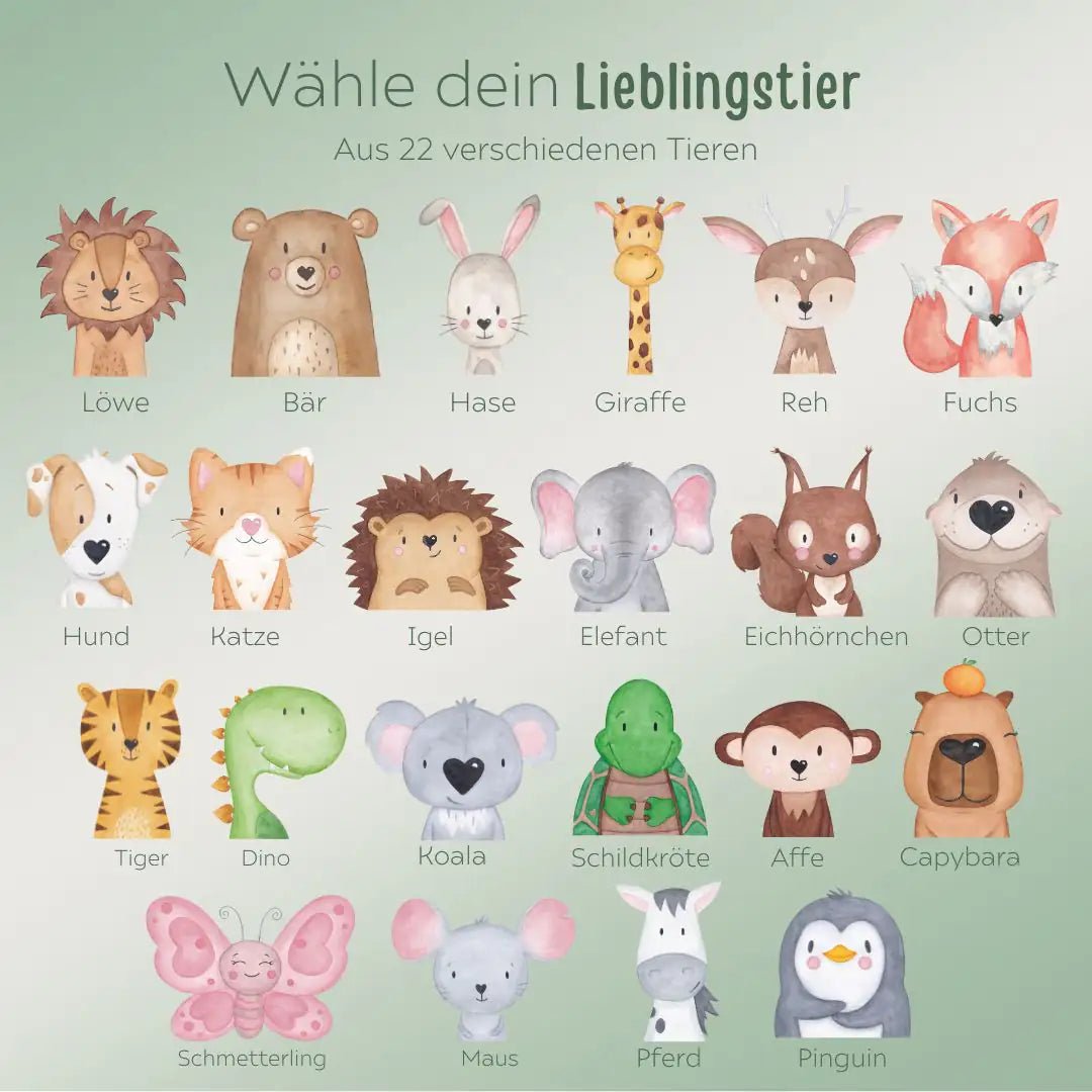 Frühstücks Bundle - Frühstücksbrettchen + Emaille Tasse personalisiert - Tier Aquarell - wunderwunsch