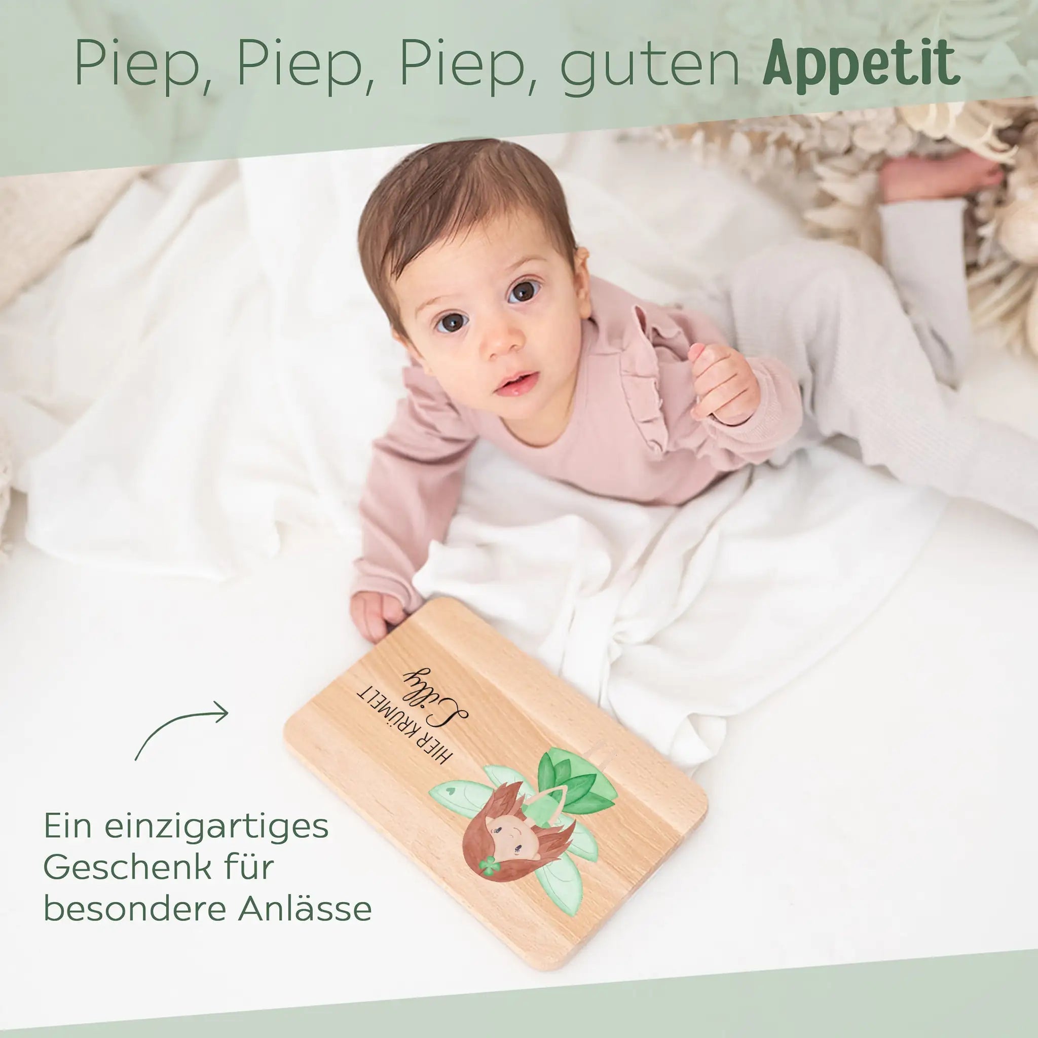 Frühstücksbrettchen personalisiert - Fee Aquarell - wunderwunsch