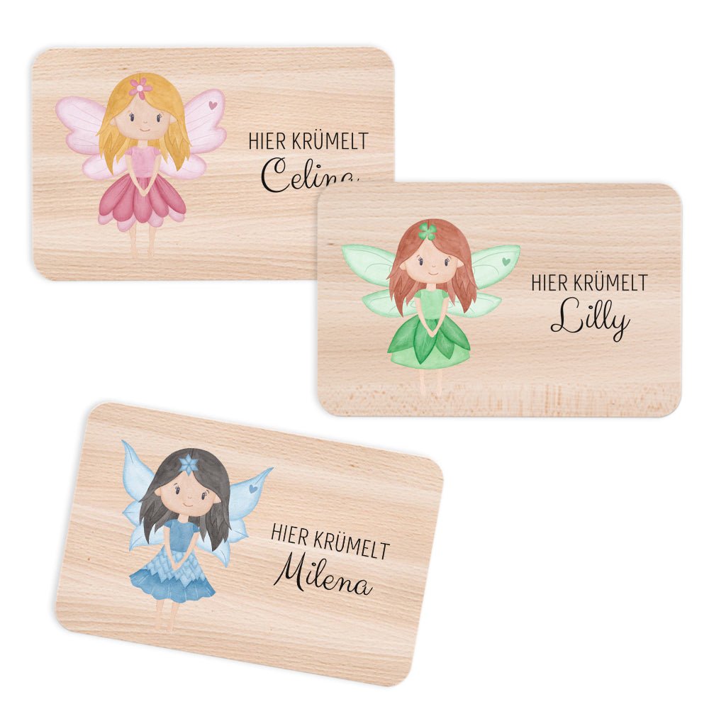 Frühstücksbrettchen personalisiert - Fee Aquarell - wunderwunsch