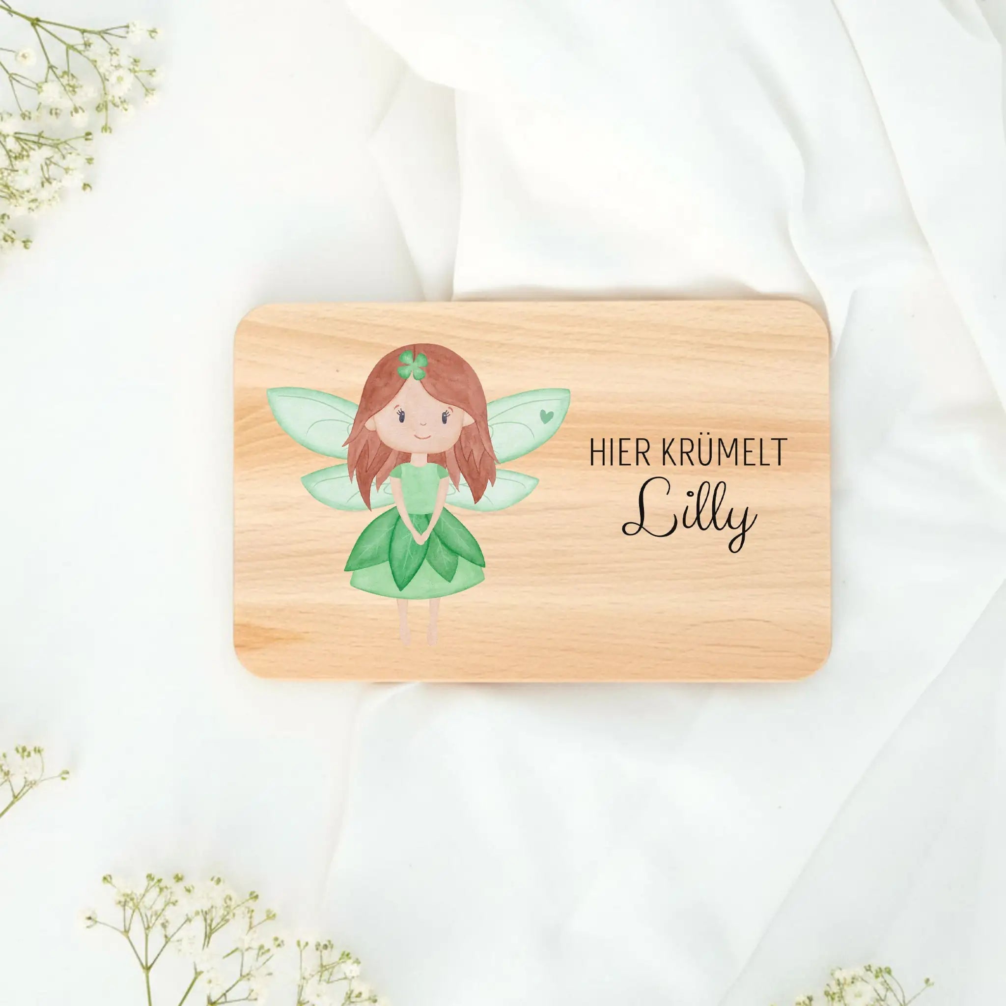 Frühstücksbrettchen personalisiert - Fee Aquarell - wunderwunsch