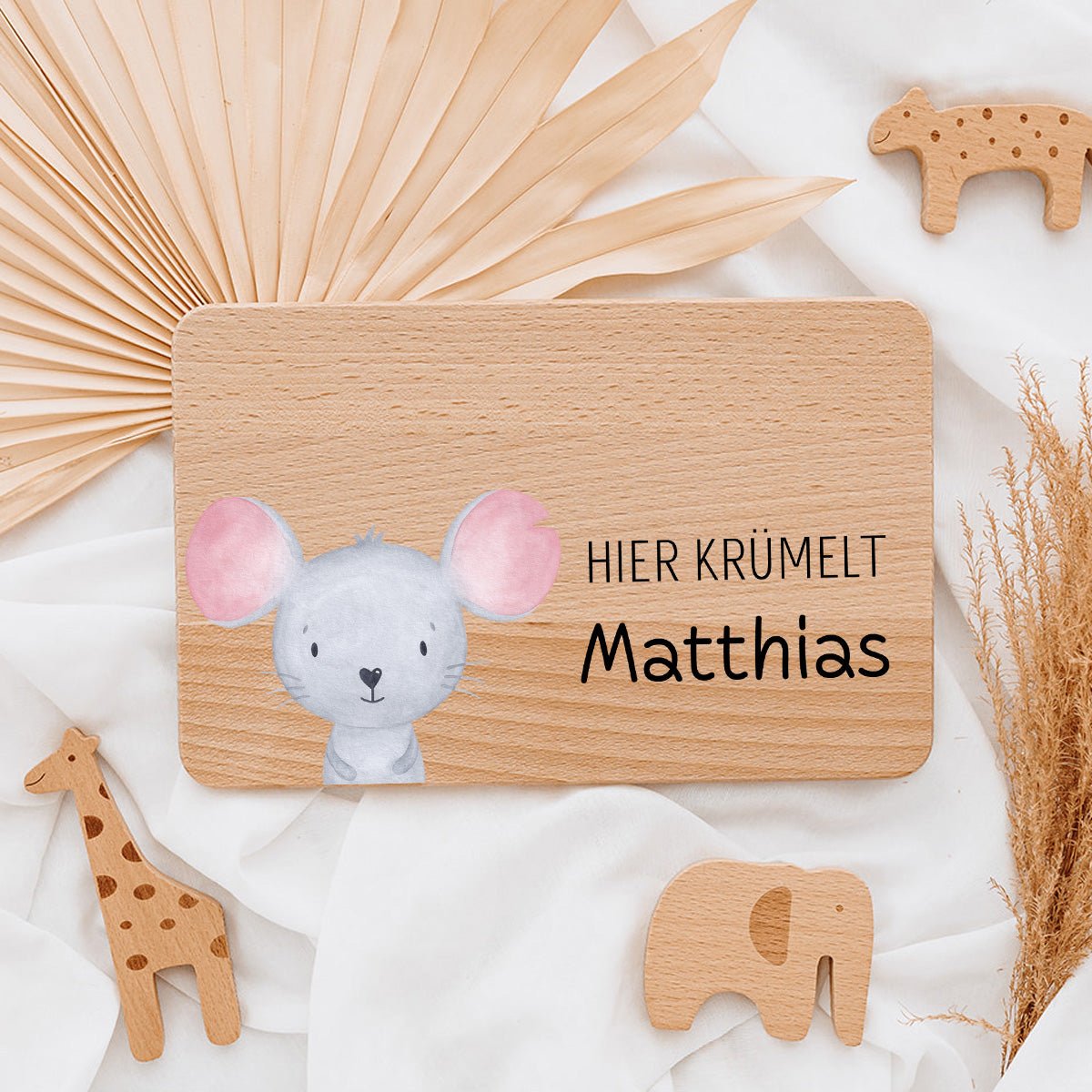 Frühstücksbrettchen personalisiert - Tier Aquarell - wunderwunsch