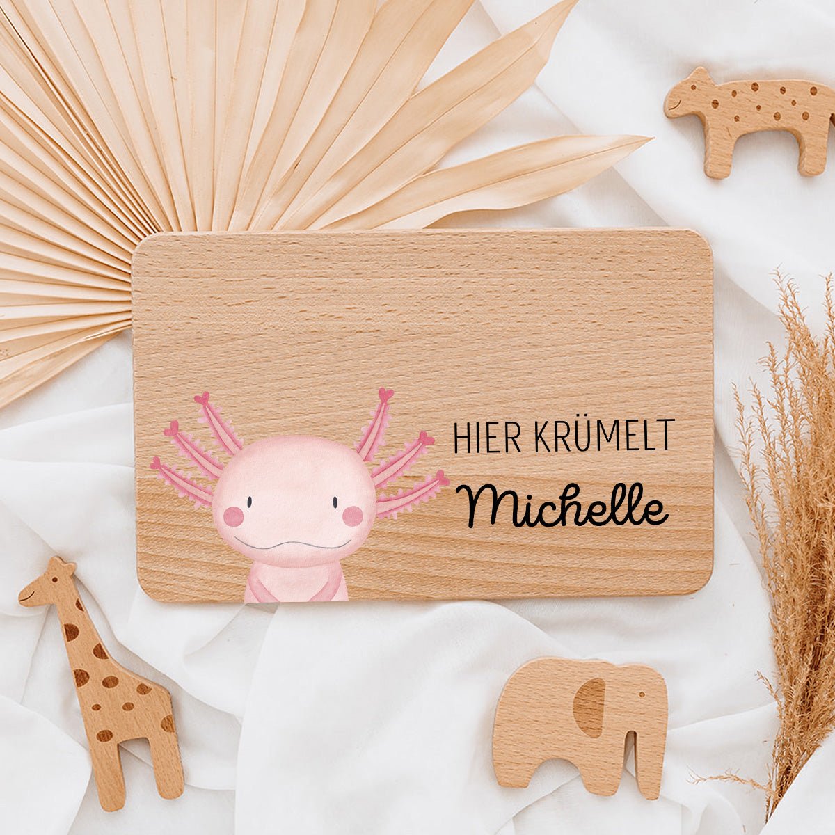Frühstücksbrettchen personalisiert - Tier Aquarell - wunderwunsch