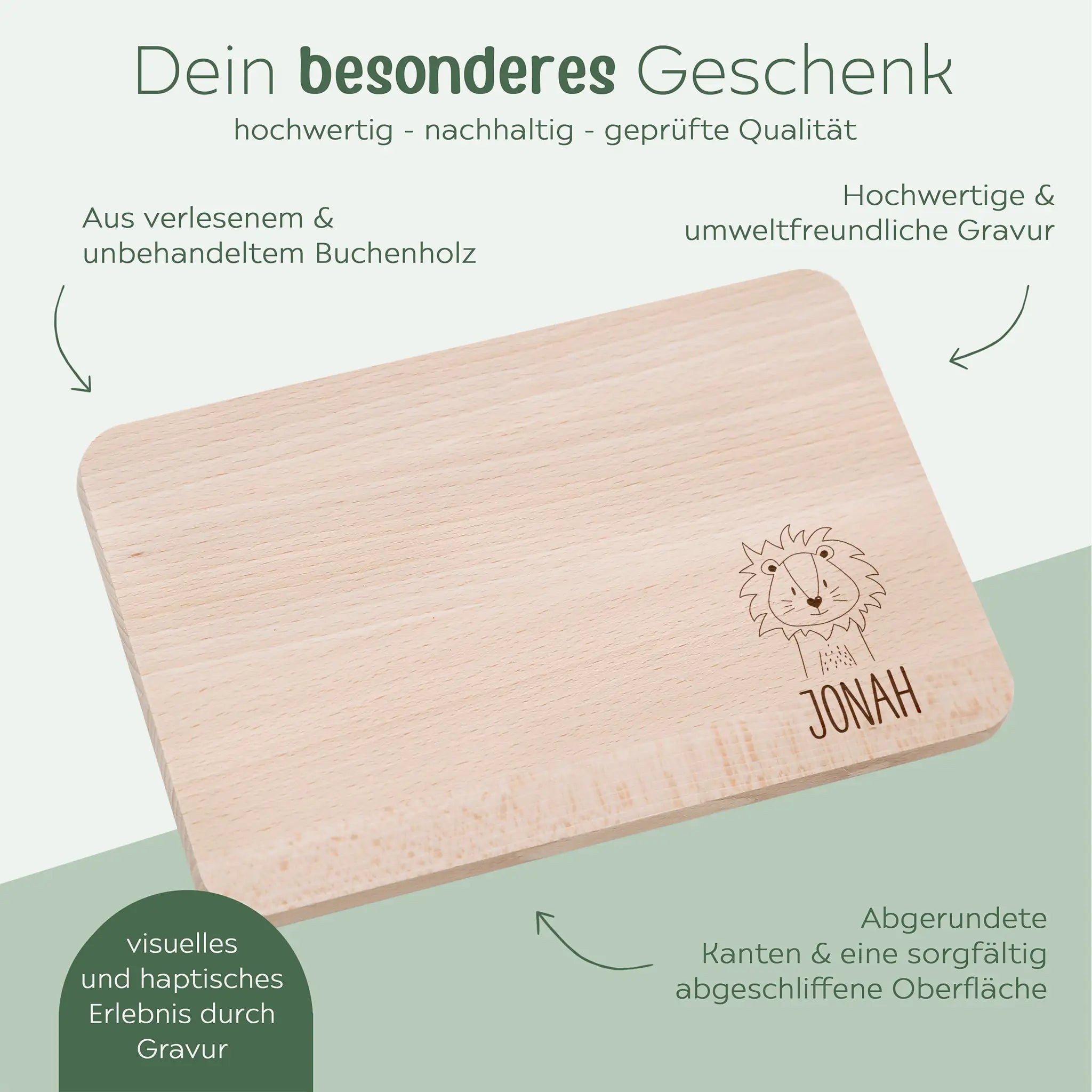 Frühstücksbrettchen personalisiert - Tier klein unten - wunderwunsch