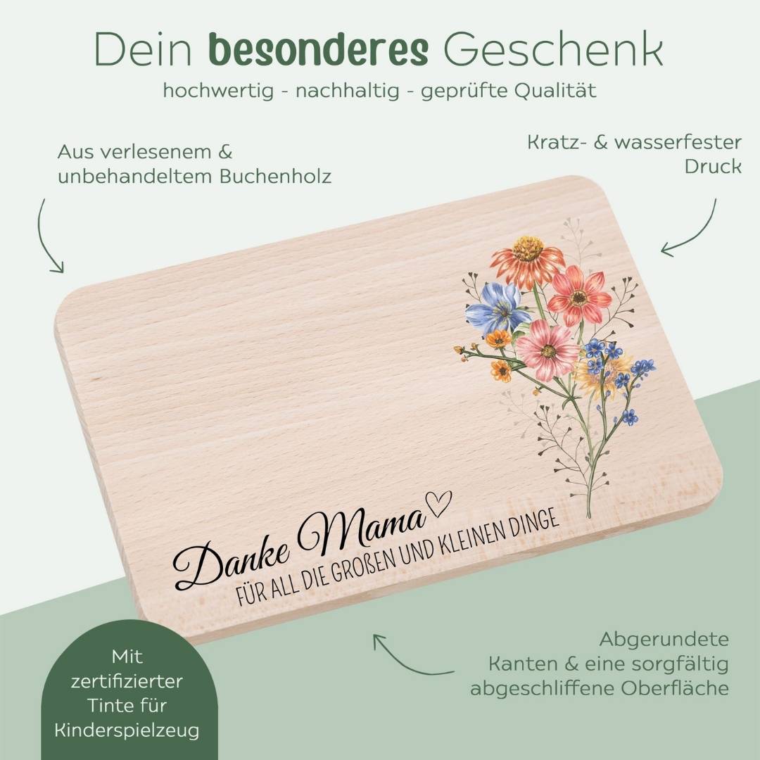 Frühstücksbrett "Danke für all die große und kleinen Dinge" - wunderwunsch