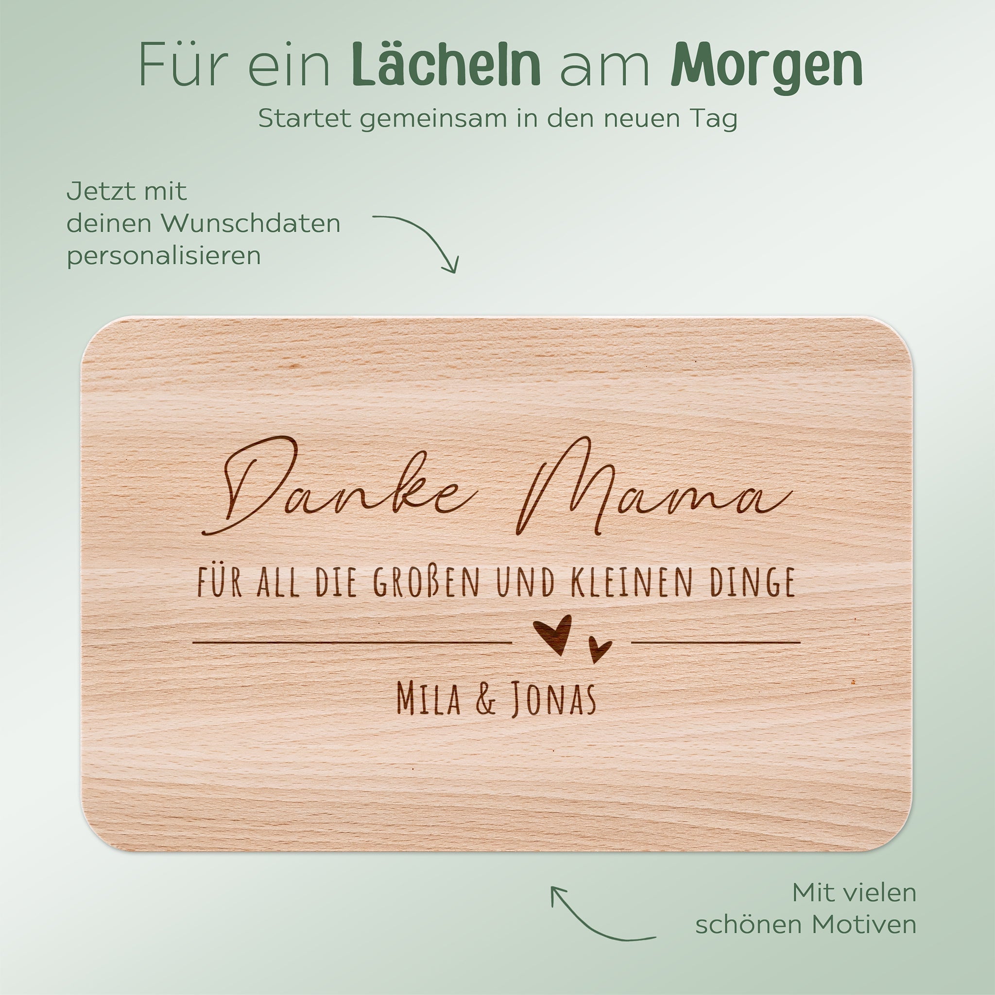 Frühstücksbrett "Danke Mama..." oder "Danke Papa..." - wunderwunsch