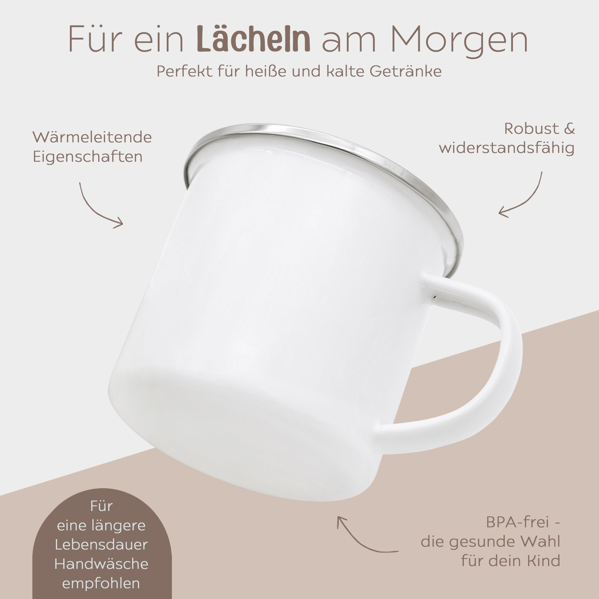 Frühstücksbrett und Emaille Kindertasse personalisiert - Waldtiere Winter bunt - wunderwunsch