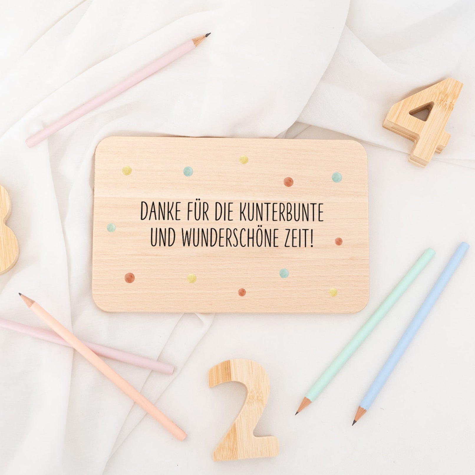 Frühstücksbrettchen - Danke für die kunterbunte Zeit - wunderwunsch