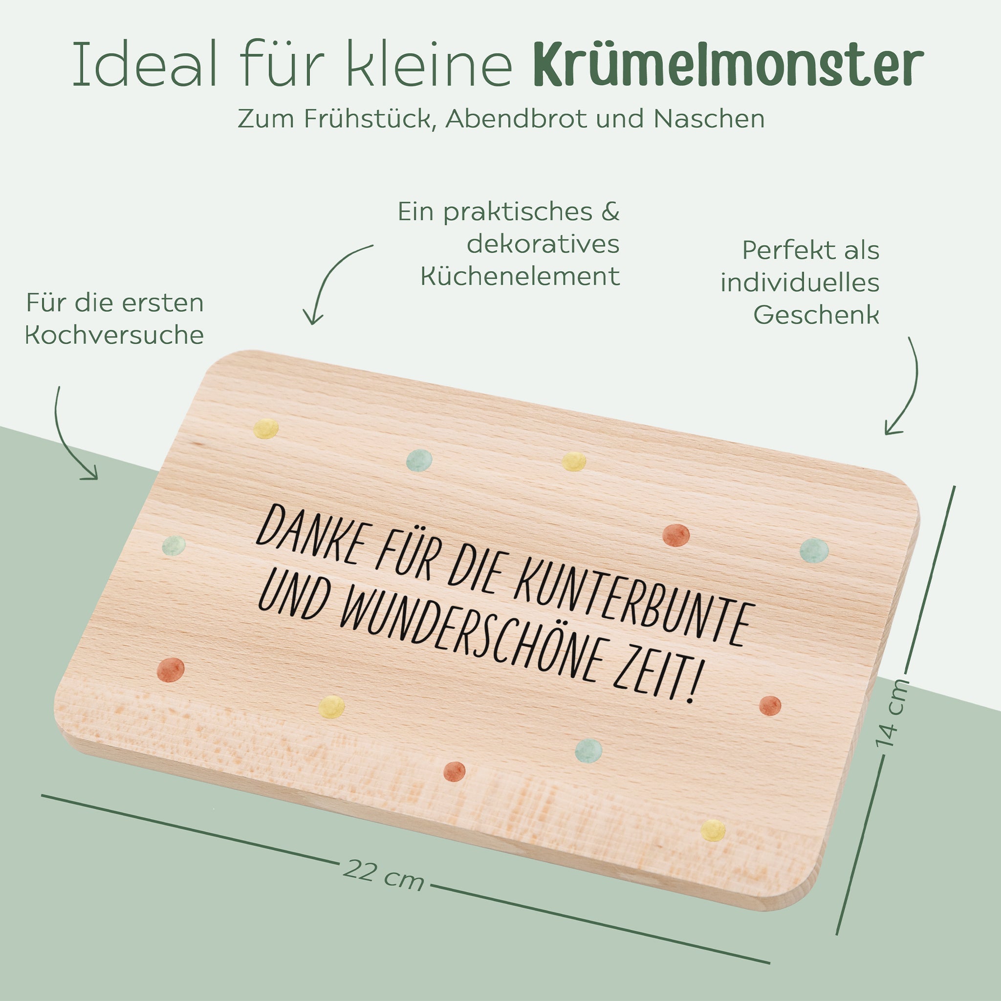 Frühstücksbrettchen - Danke für die kunterbunte Zeit - wunderwunsch