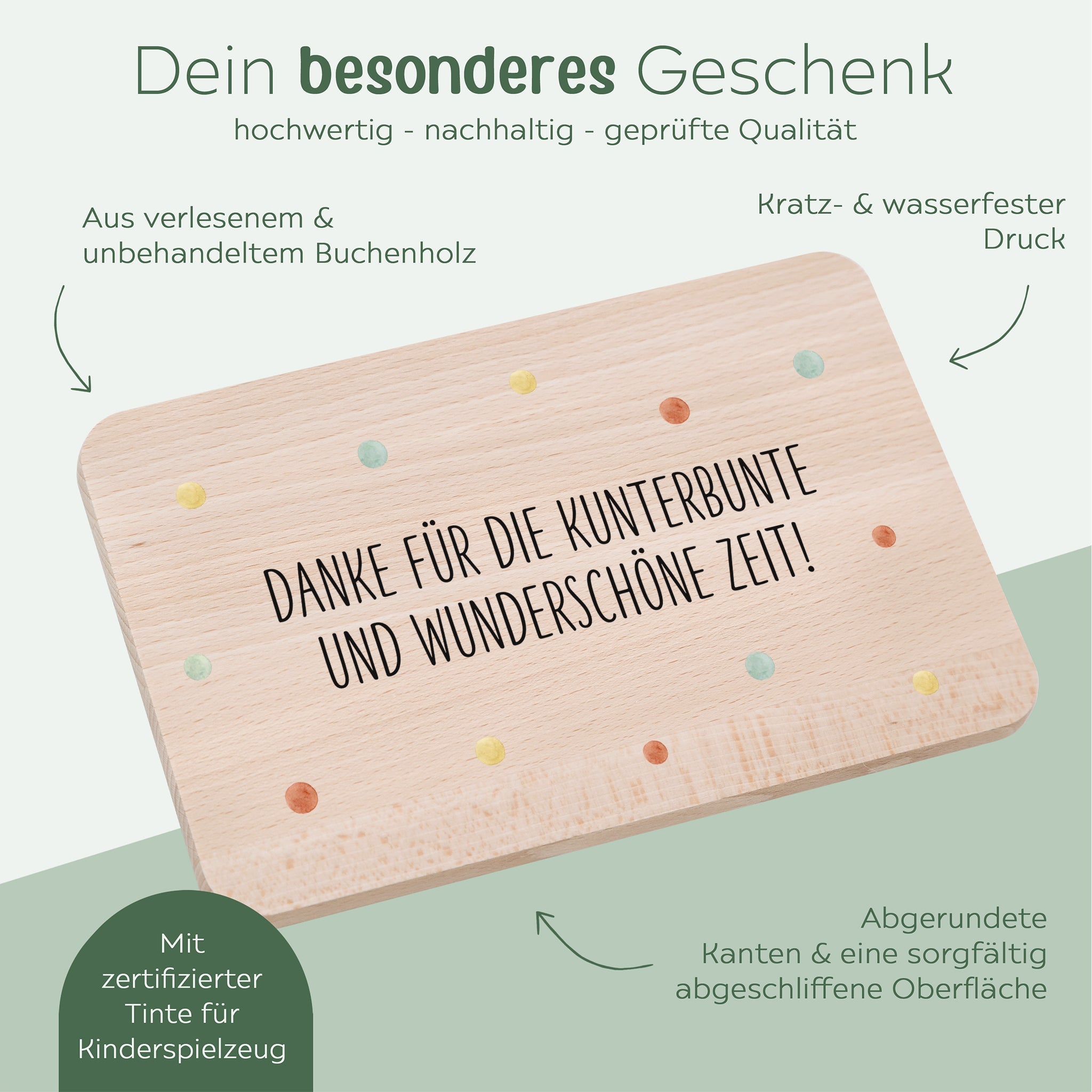 Frühstücksbrettchen - Danke für die kunterbunte Zeit - wunderwunsch