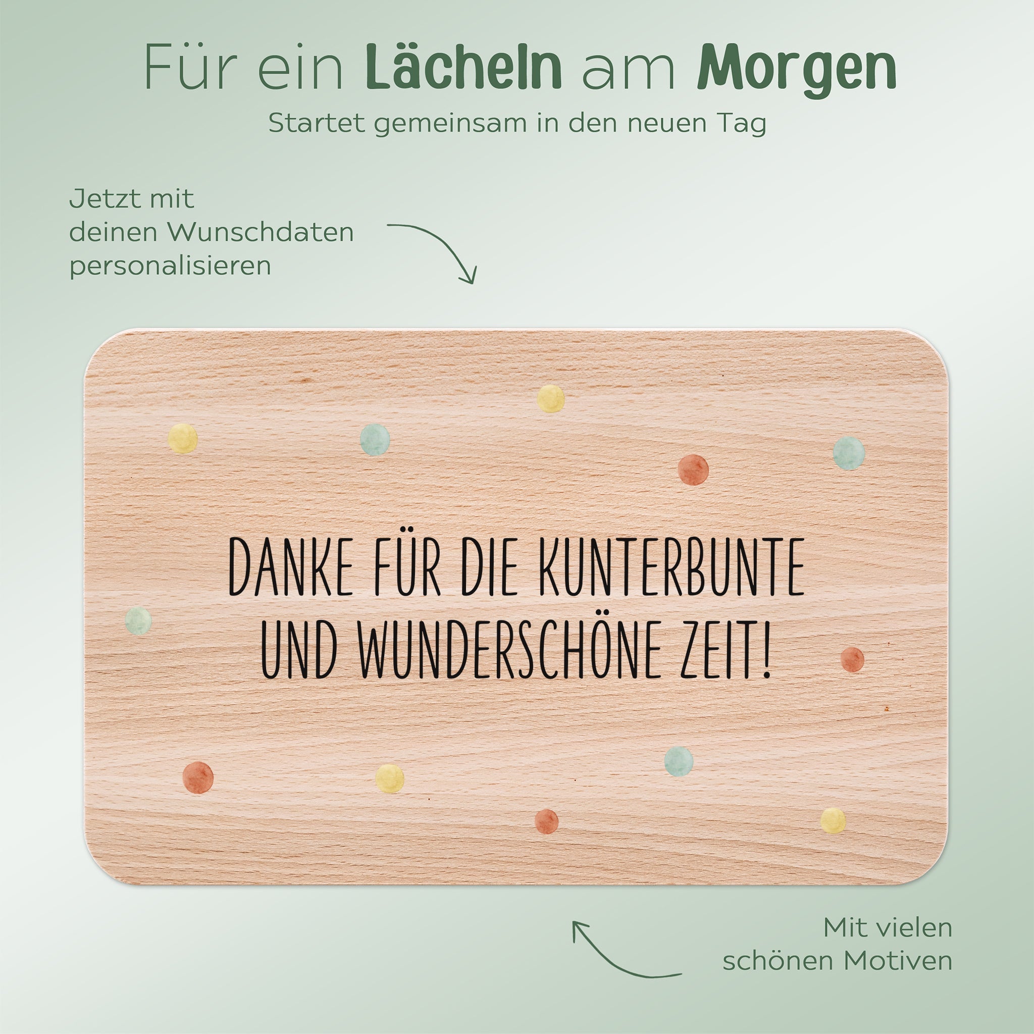 Frühstücksbrettchen - Danke für die kunterbunte Zeit - wunderwunsch