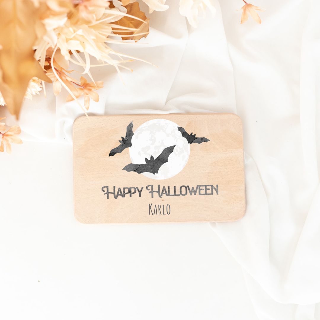 Frühstücksbrettchen personalisiert - Halloween Aquarell - wunderwunsch