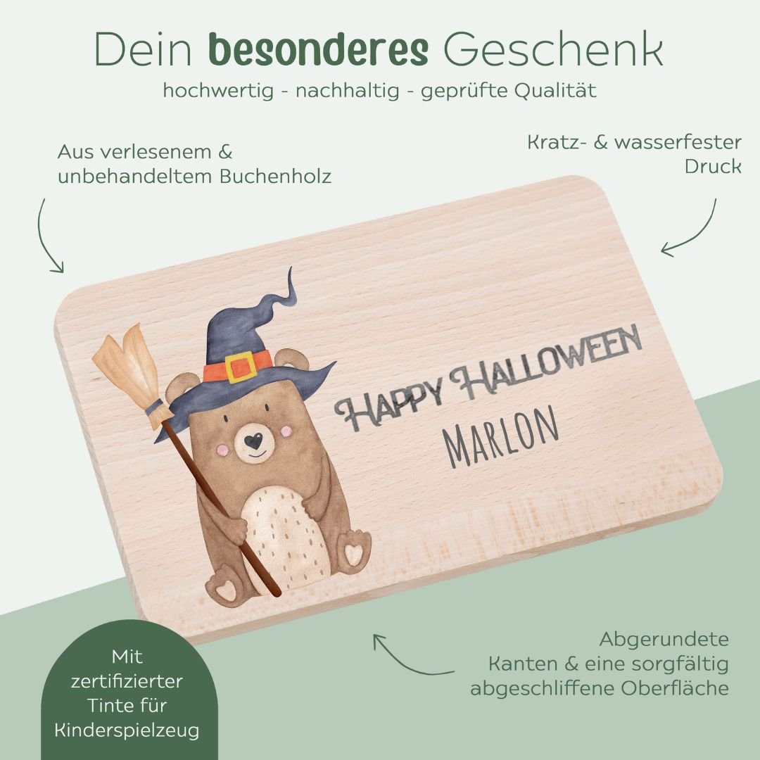 Frühstücksbrettchen personalisiert - Halloween Aquarell - wunderwunsch