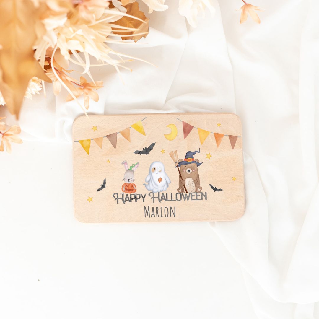 Frühstücksbrettchen personalisiert - Halloween Aquarell - wunderwunsch