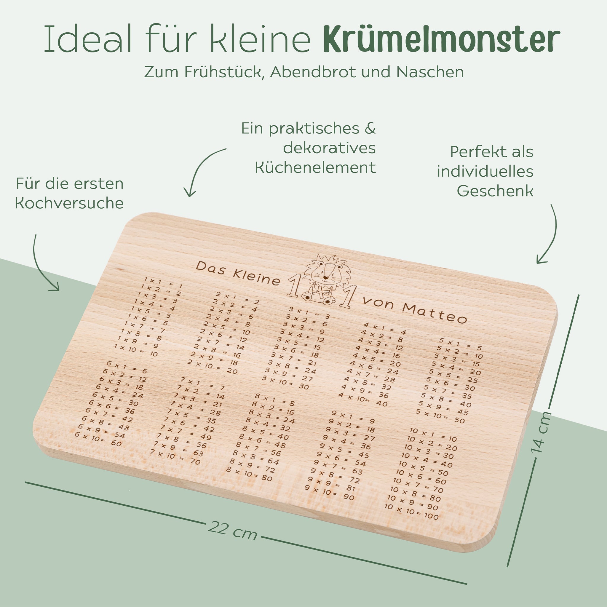 Frühstücksbrettchen personalisiert - Löwe 1x1 Gravur - wunderwunsch