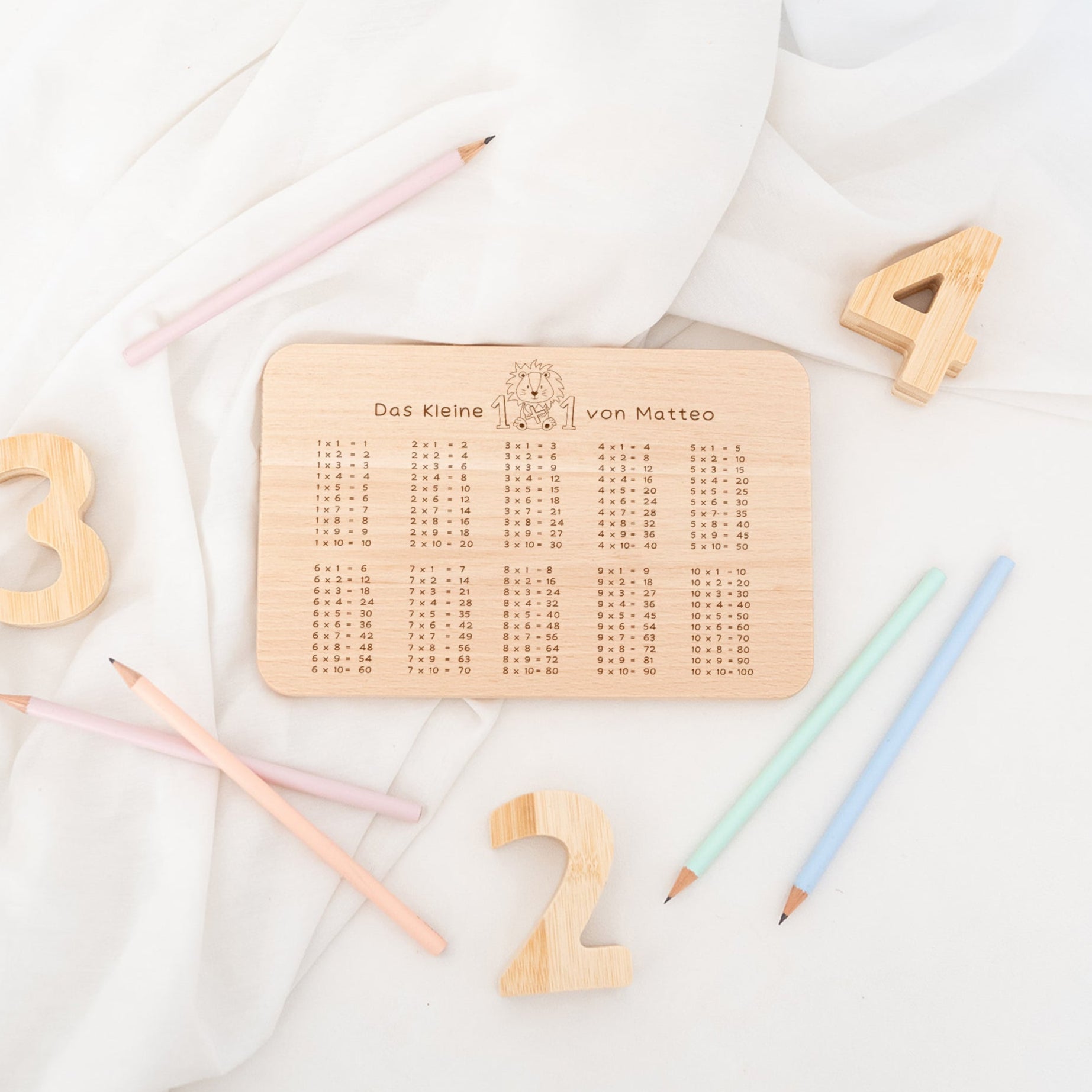 Frühstücksbrettchen personalisiert - Löwe 1x1 Gravur - wunderwunsch