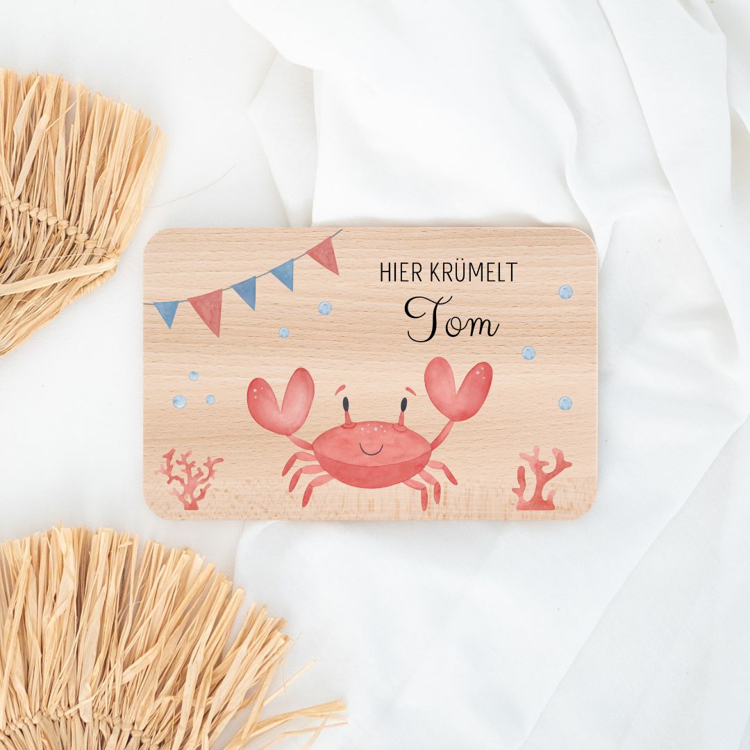 Frühstücksbrettchen personalisiert - Meerestier Girlande Aquarell - wunderwunsch
