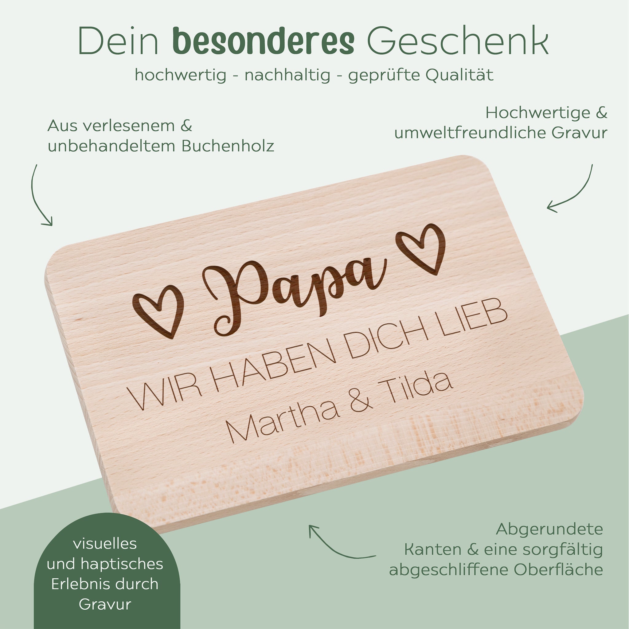 Frühstücksbrettchen personalisiert - PAPA Wir haben dich lieb - wunderwunsch