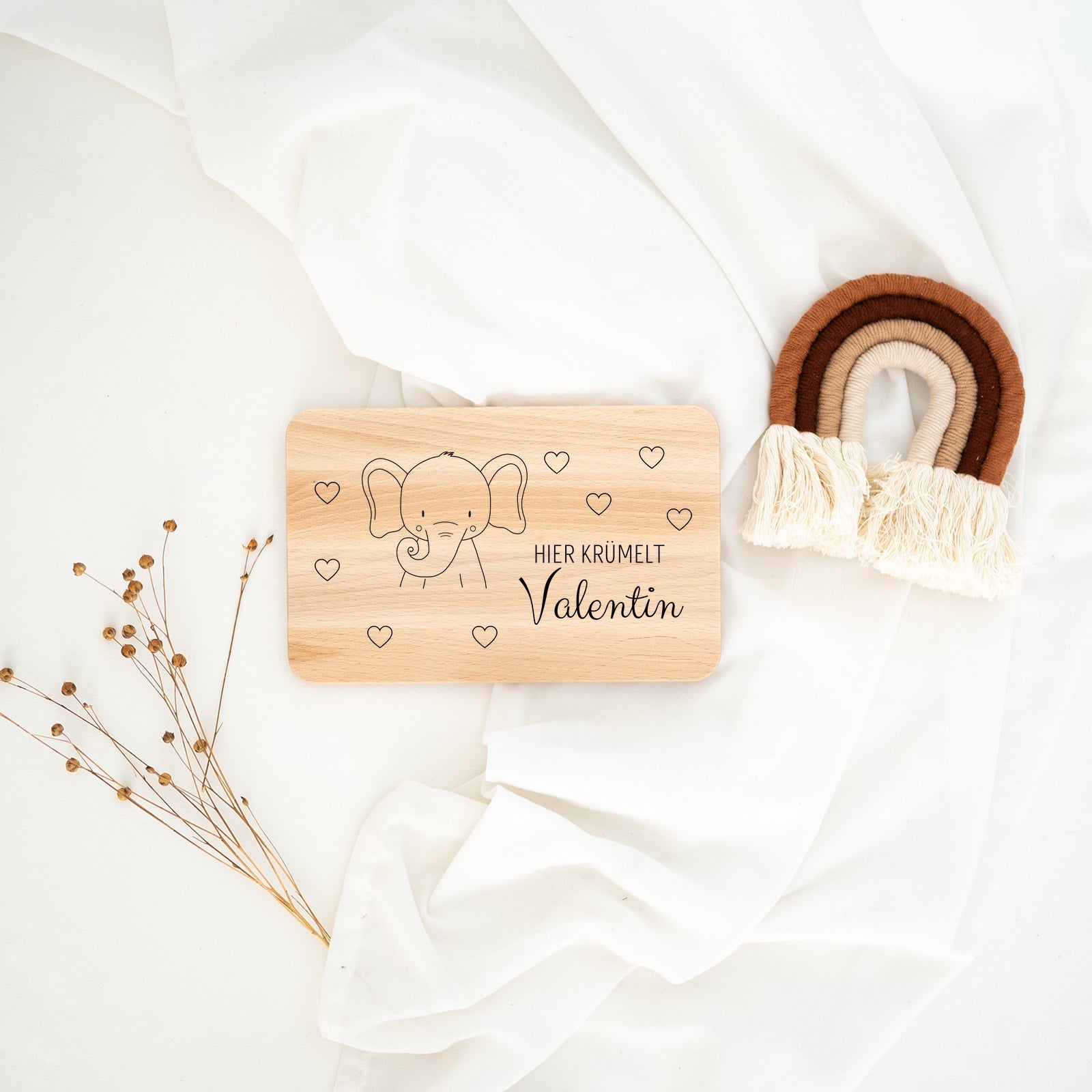 Frühstücksbrettchen personalisiert - Tier Herzen Gravur - wunderwunsch