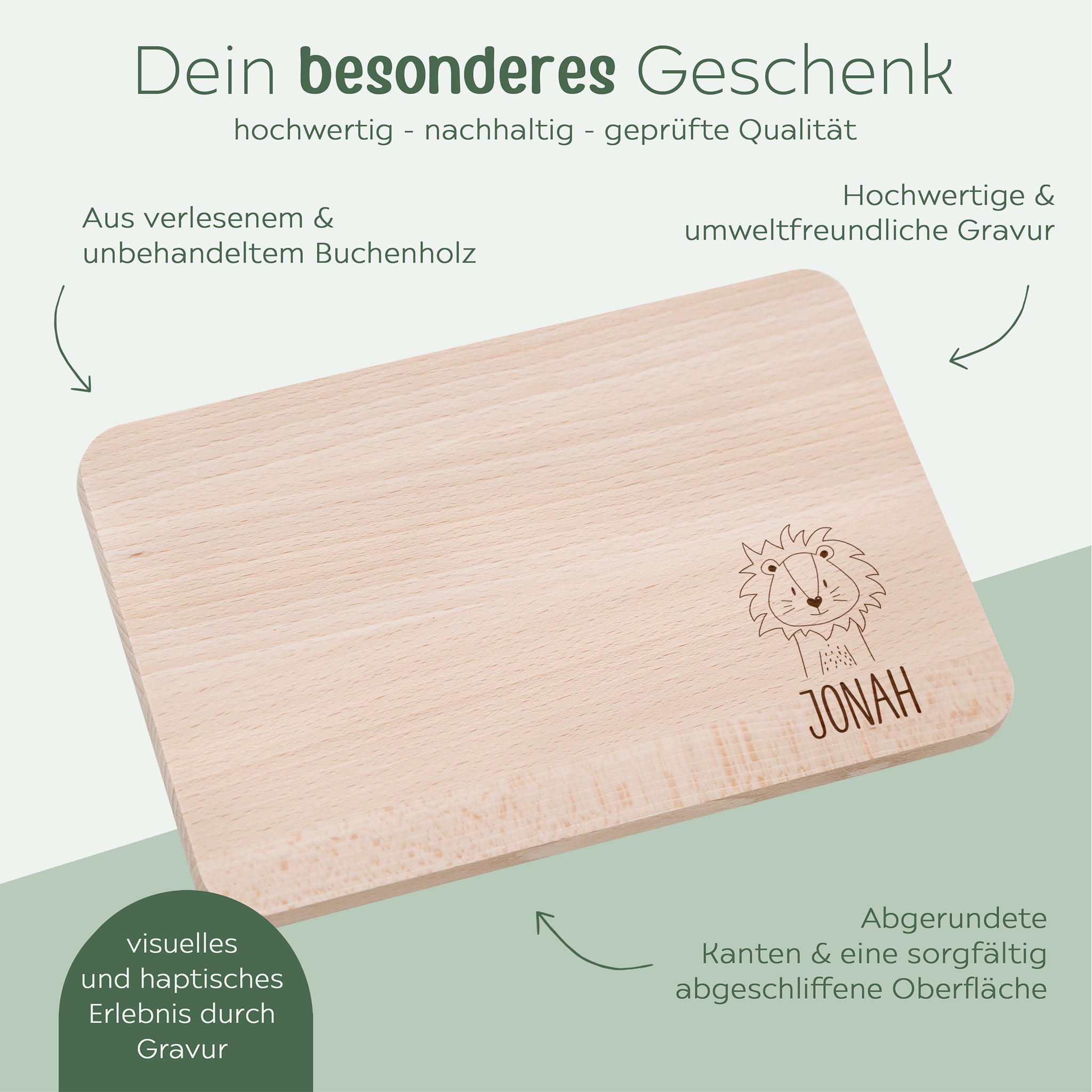 Frühstücksbrettchen personalisiert - Tier klein unten - wunderwunsch