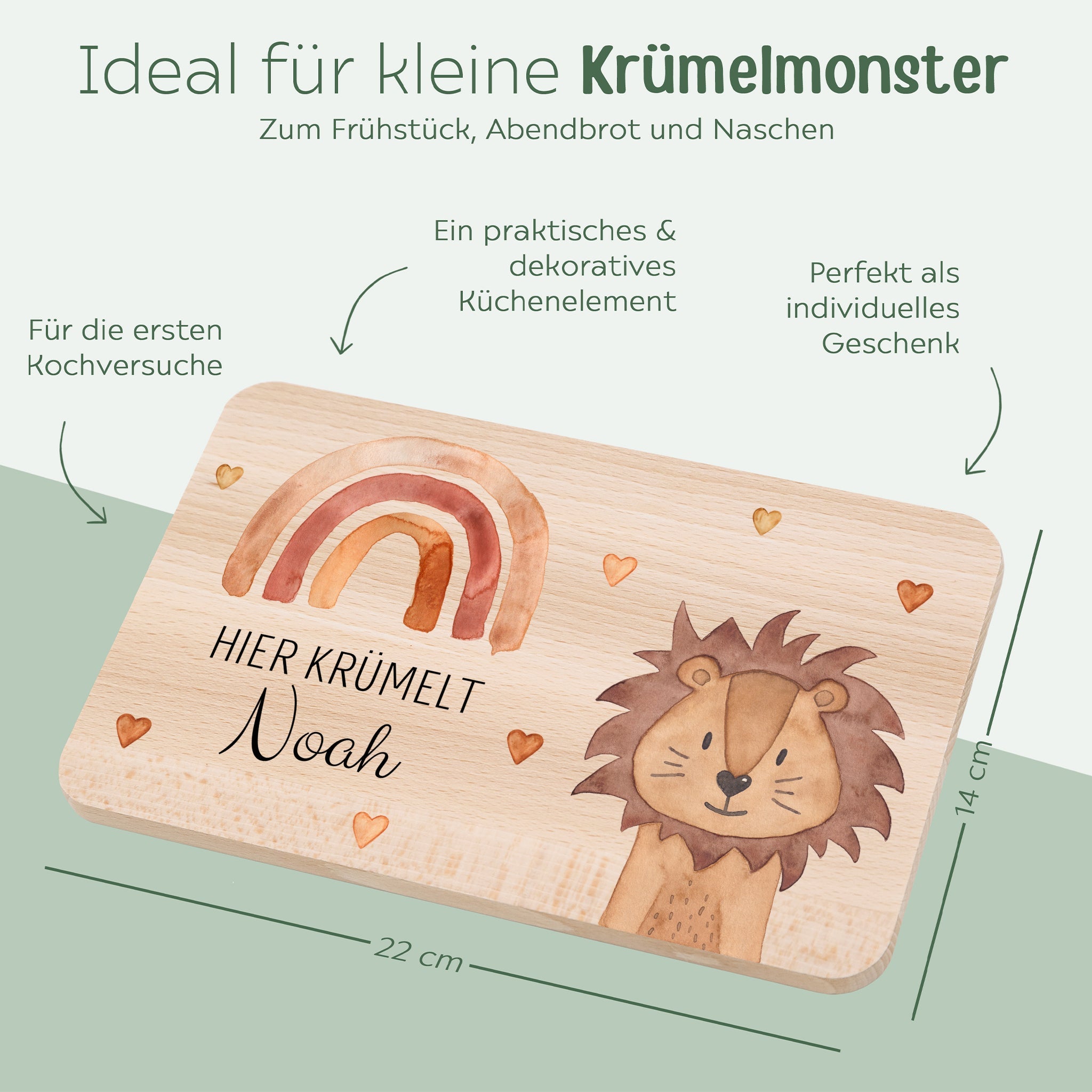 Frühstücksbrettchen personalisiert - Traumhafte Tierfreunde Aquarell - wunderwunsch