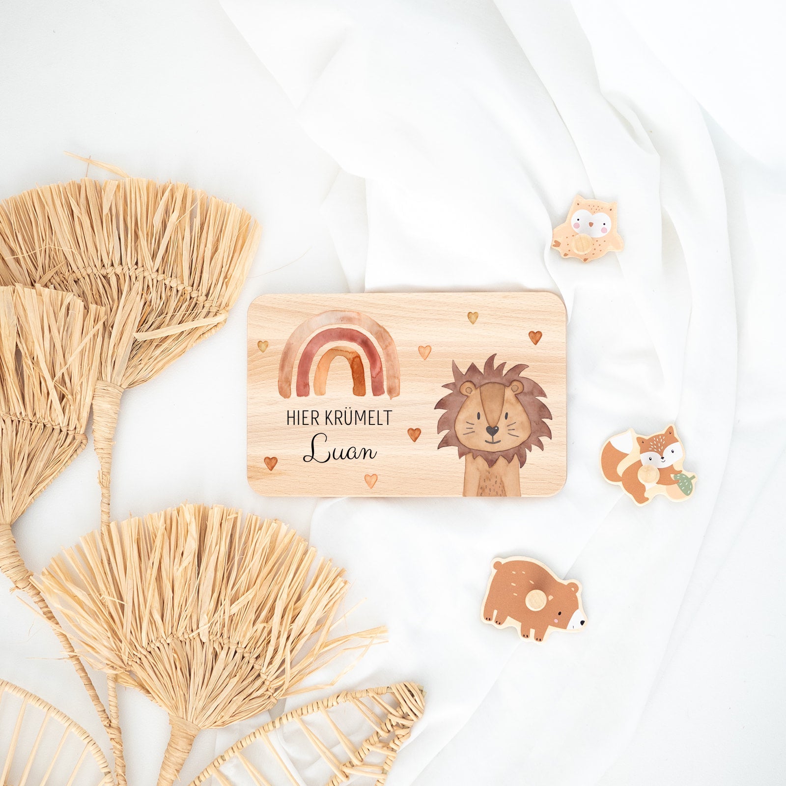 Frühstücksbrettchen personalisiert - Traumhafte Tierfreunde Aquarell - wunderwunsch