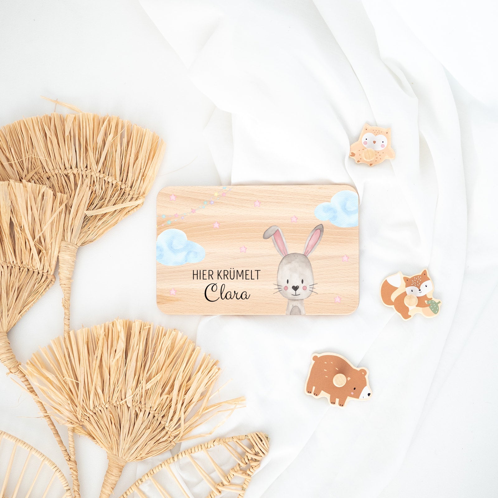 Frühstücksbrettchen personalisiert - Traumhafte Tierfreunde Aquarell - wunderwunsch