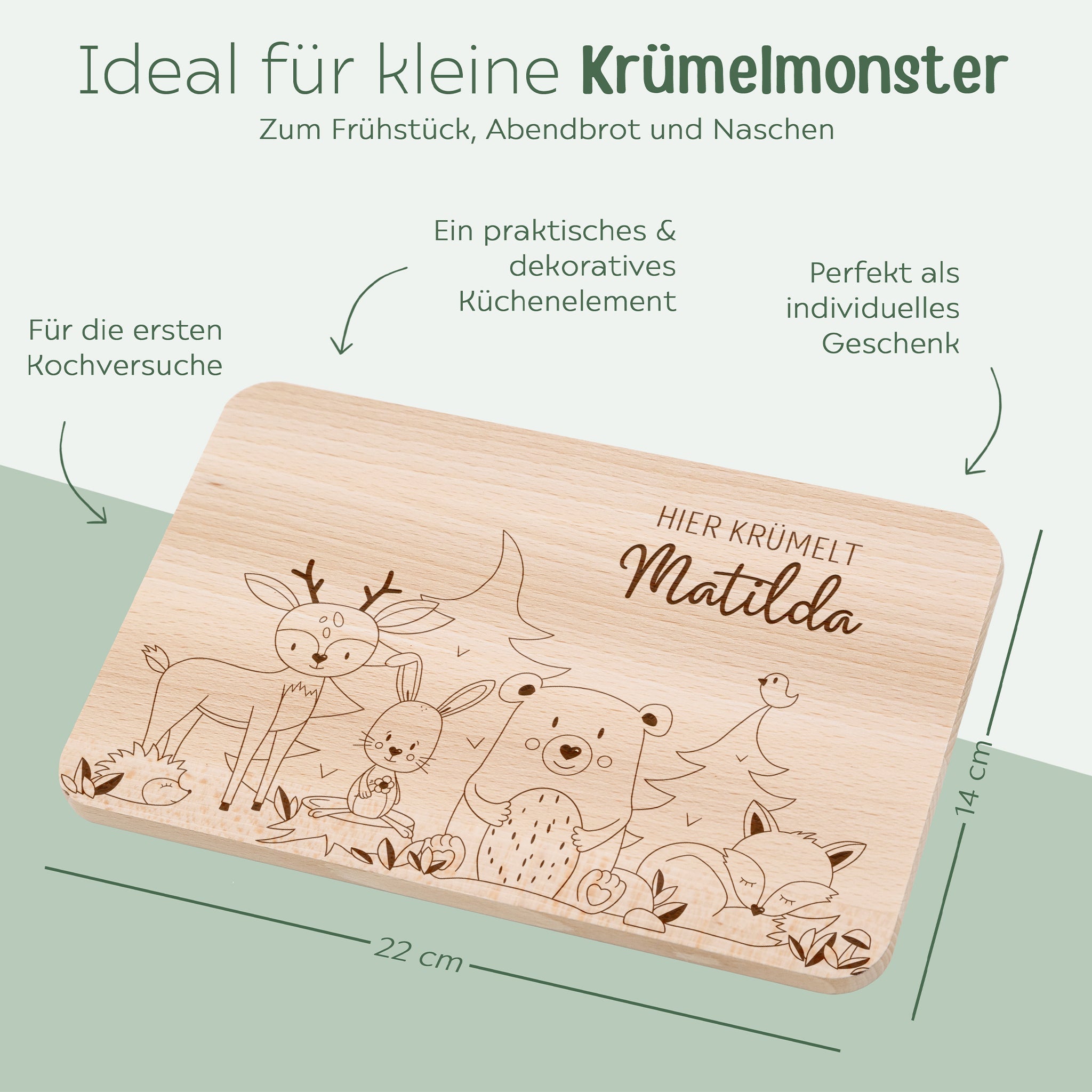 Frühstücksbrettchen personalisiert - Waldfreunde Gravur - wunderwunsch