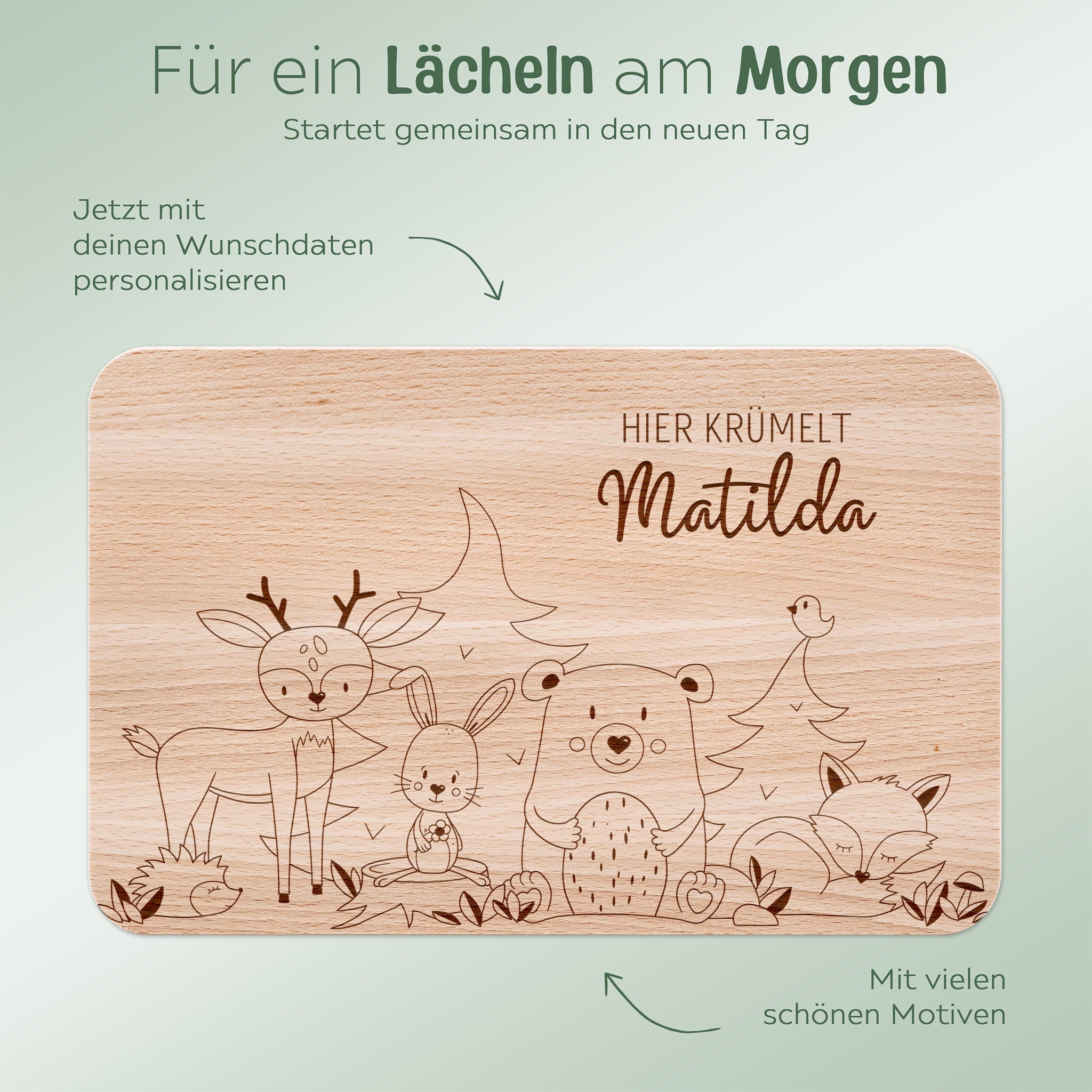 Frühstücksbrettchen personalisiert - Waldfreunde Gravur - wunderwunsch