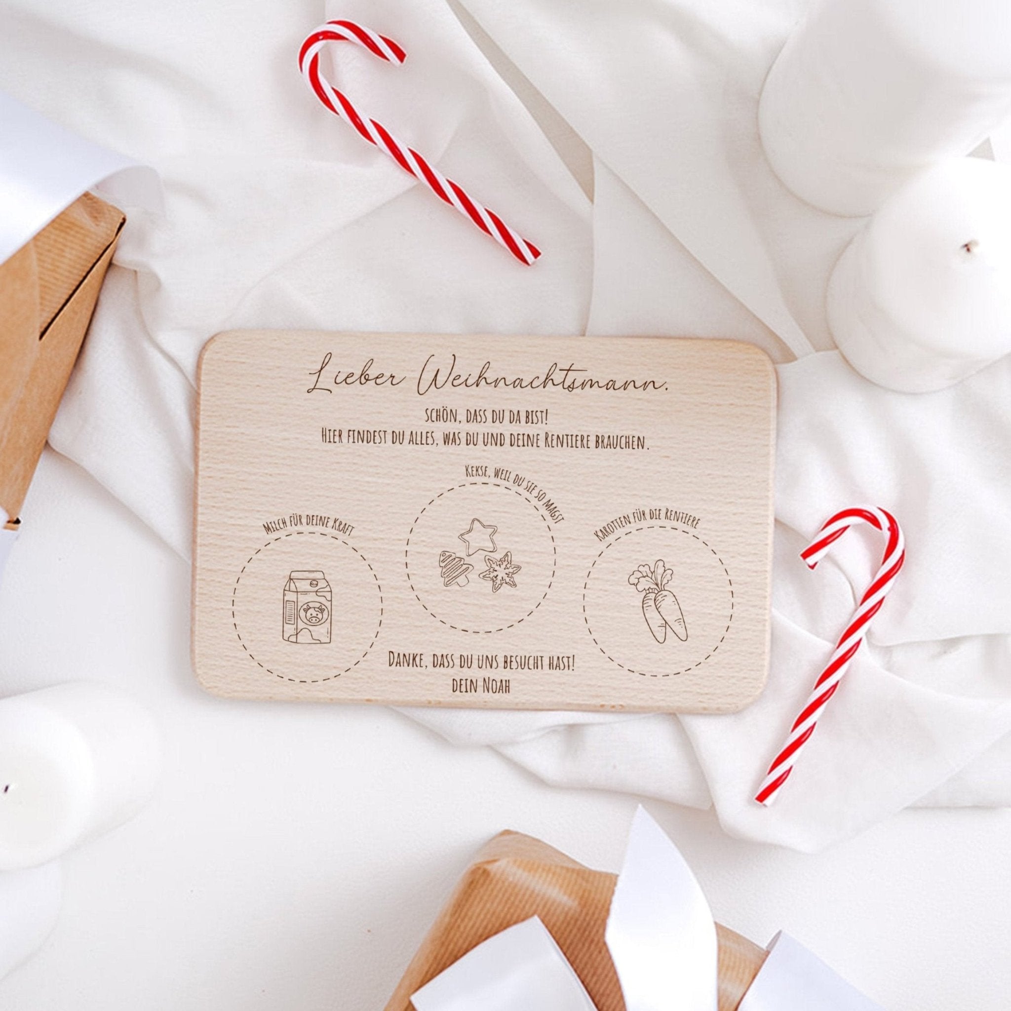 Frühstücksbrettchen Weihnachten "Milch und Kekse" personalisiert - wunderwunsch