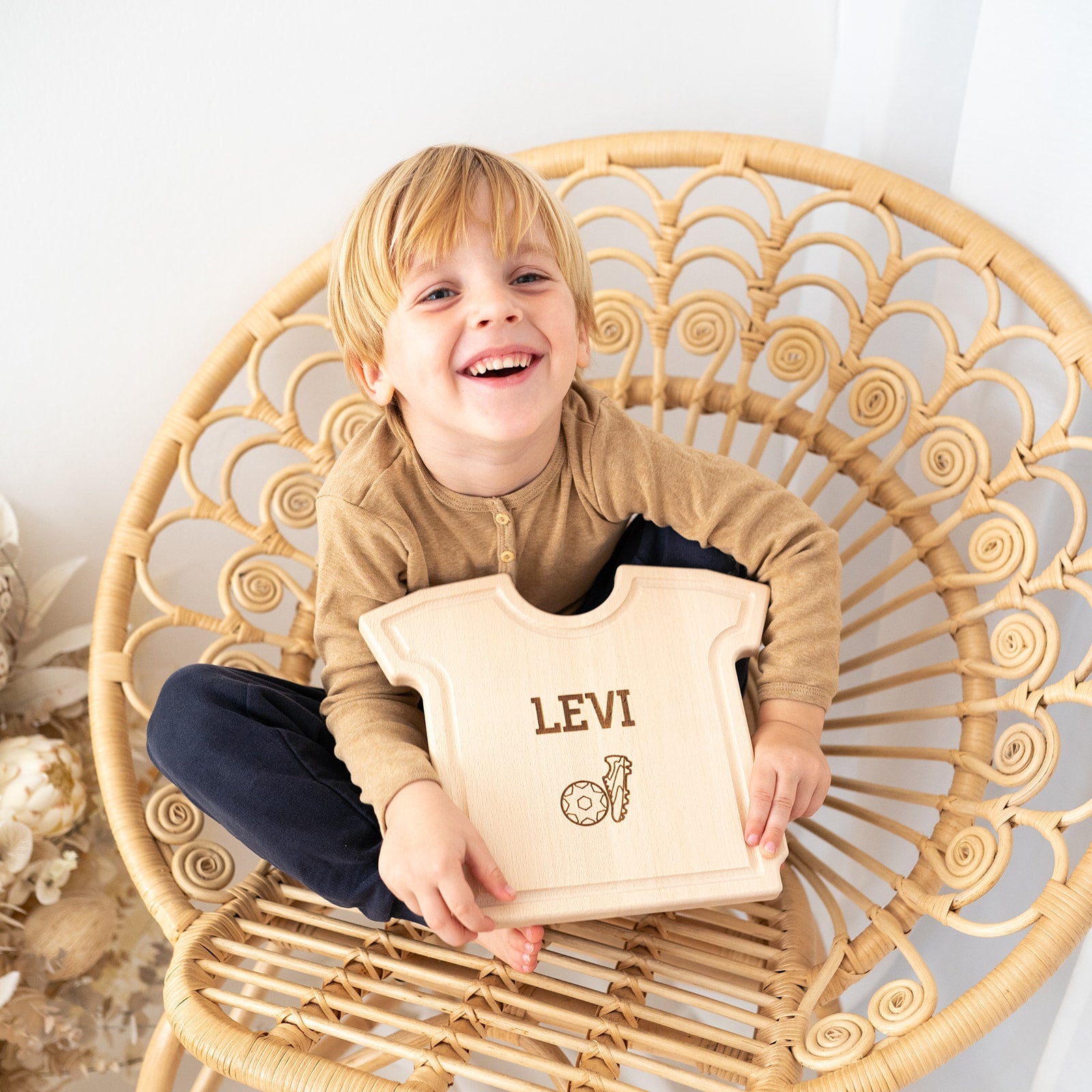 Fußballtrikot Holzbrett personalisiert - Fußballer oder Fußball - wunderwunsch