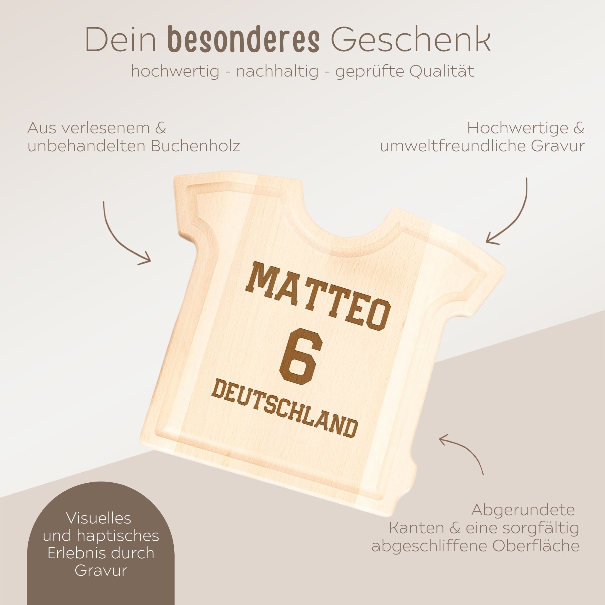 Fußballtrikot Holzbrett personalisiert - wunderwunsch